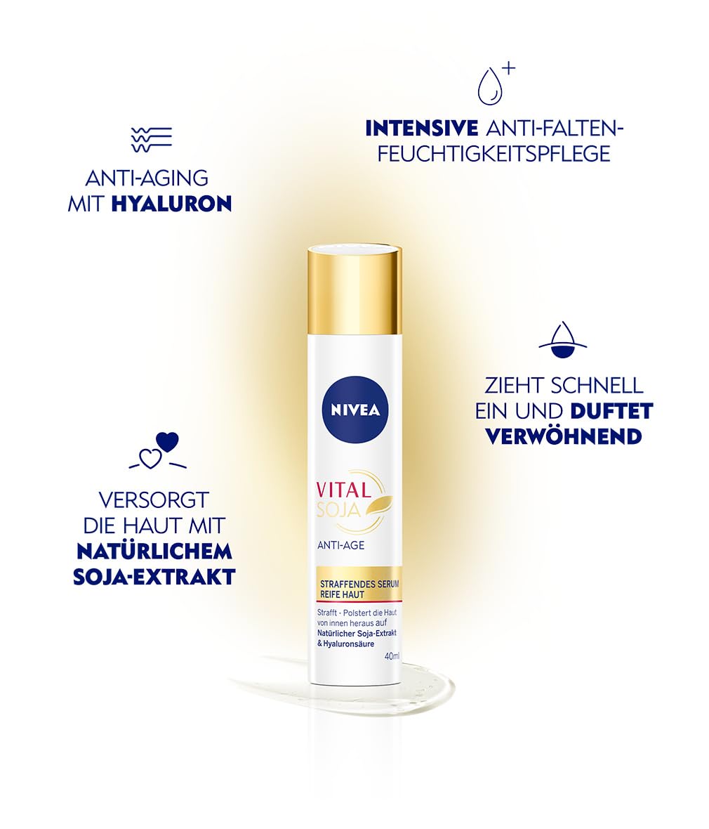 Detalle de NIVEA Vital SOJA Anti-Age Straffendes Serum – Feuchtigkeit und Straffung für reife Haut (40 ml)