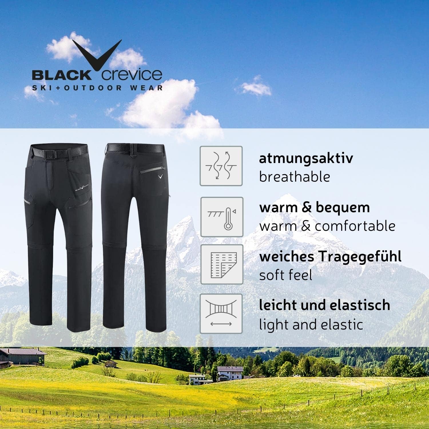 Detalle de Black Crevice Pantaloni da Trekking da Uomo con Zip Off Leg: comfort, traspiranti e versatili