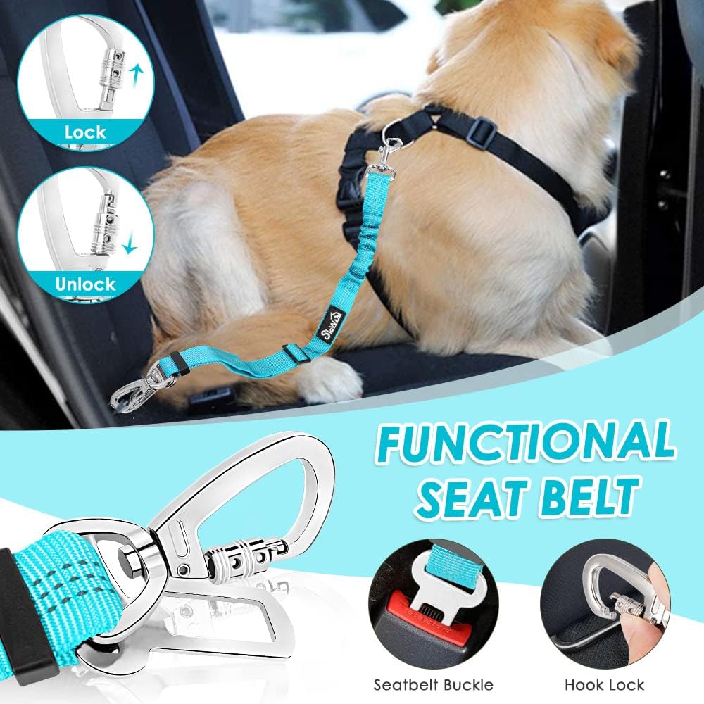 Detalle 2 de Nasjac Dog Car Harness with Seat Belts – 2 in 1 breathable mesh harness and adjustable car seatbelt for safe travel