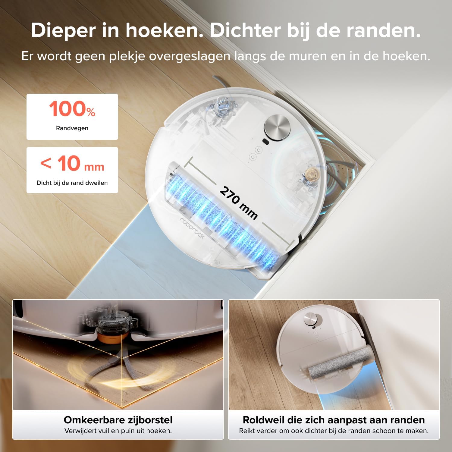Detalle 1 de roborock Qrevo Edge 2 Flow robotstofzuiger met SpiraFlow 2.0 en AI
