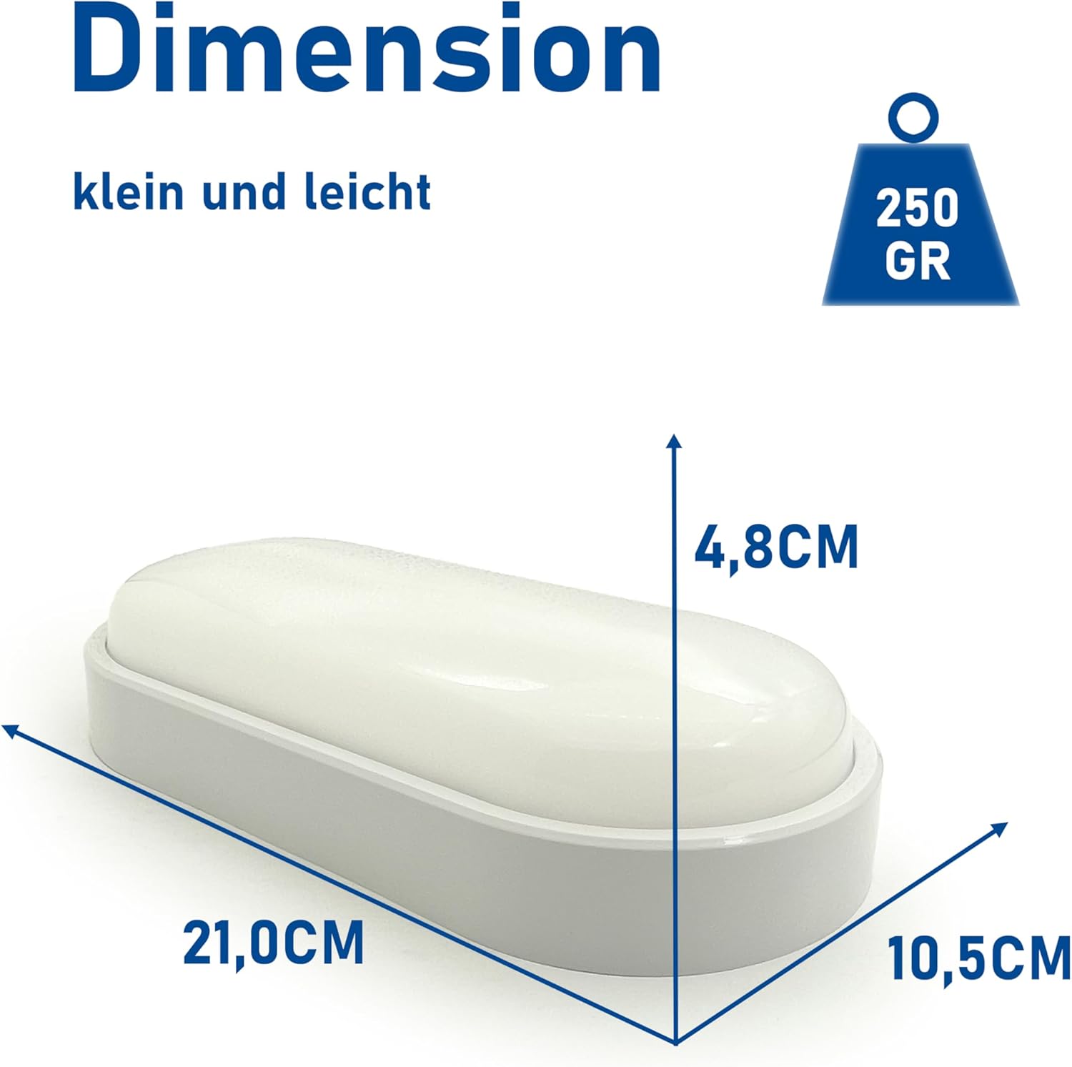 Thumbnail 4 de YJY LIGHT Deckenlampe 14W LED – 1500 lm, IP54, 4000K, oval, 210×105×48 mm