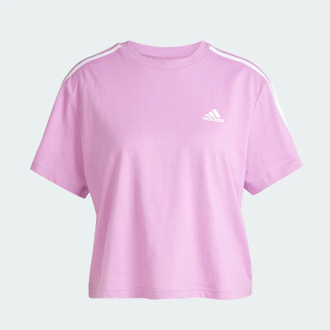 Thumbnail 3 de Camiseta corta Essentials Single Jersey 3 bandas – Adidas (Violeta)