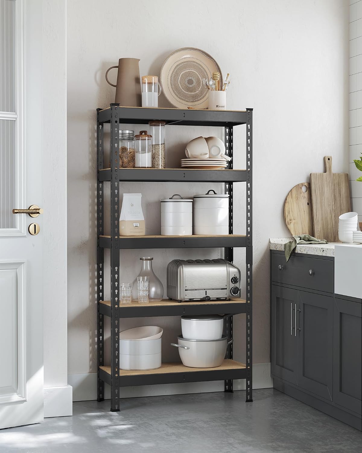 Detalle de SONGMICS COZORY GLR300B01 5-Tier Heavy-Duty Shelving Unit, 175 kg per shelf
