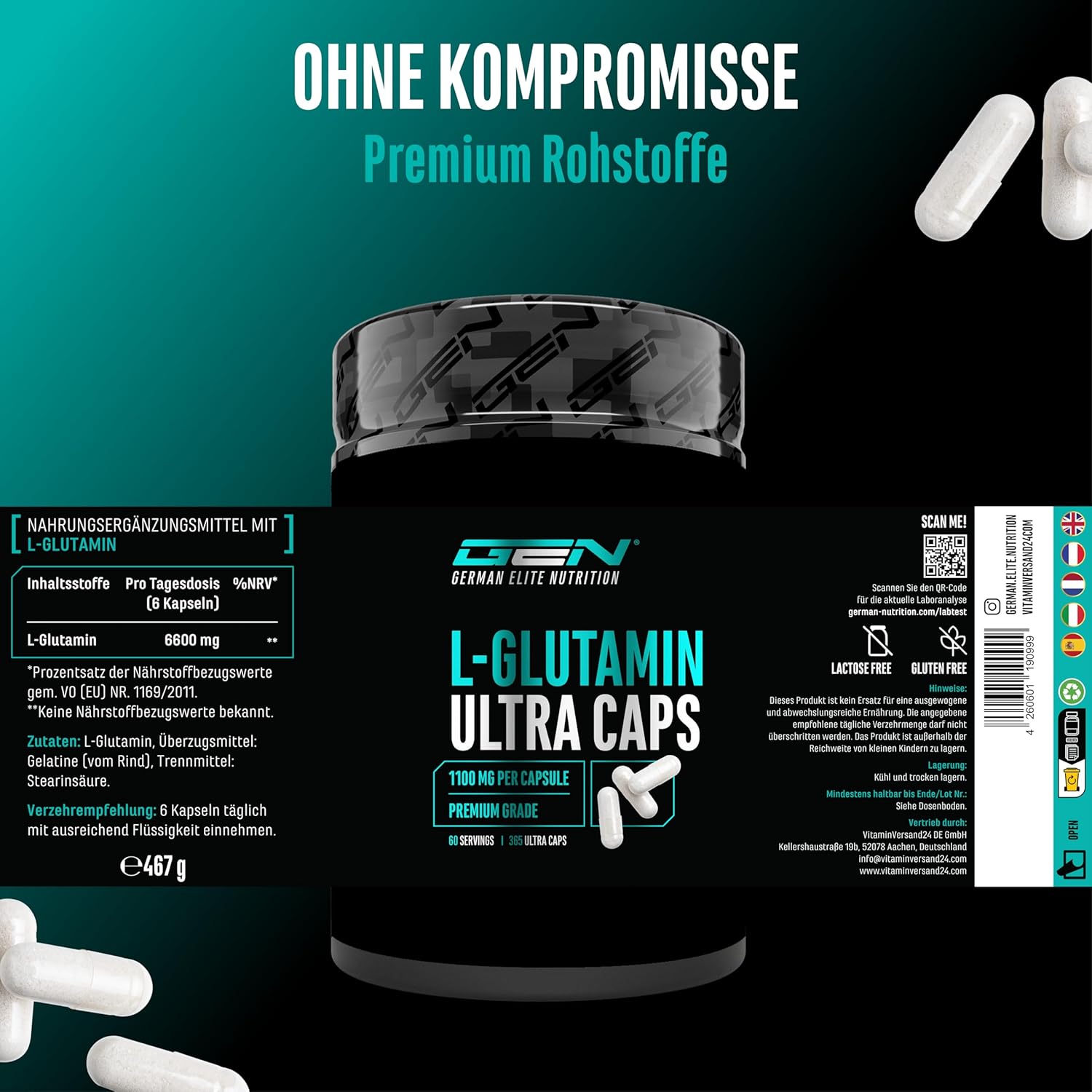 Thumbnail 4 de L-Glutamin Ultra Caps – 365 Kapseln, 1100 mg pro Kapsel