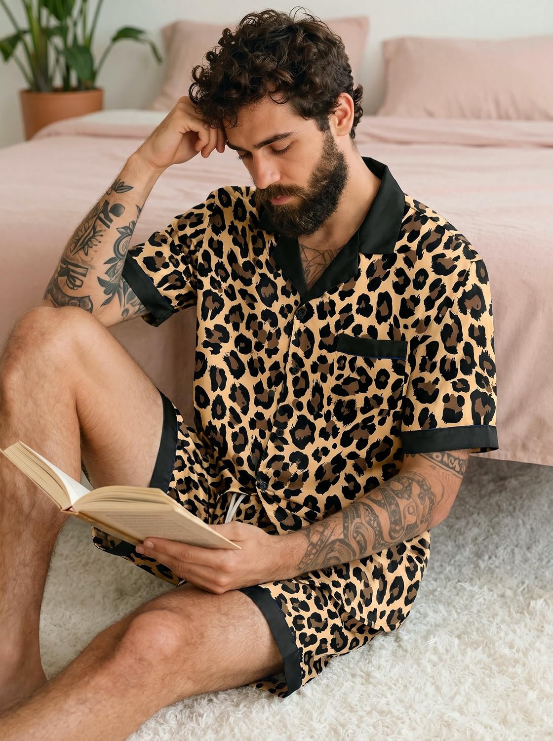 Detalle 2 de Ekouaer Men's Satin Pajama Set