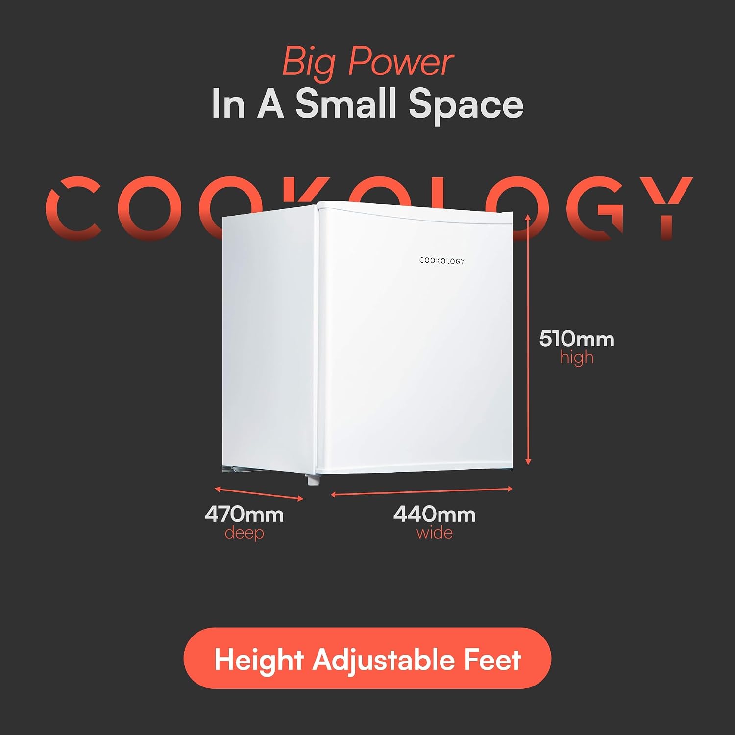Detalle 2 de Cookology 31L Small Tabletop Freezer - Adjustable Legs - White