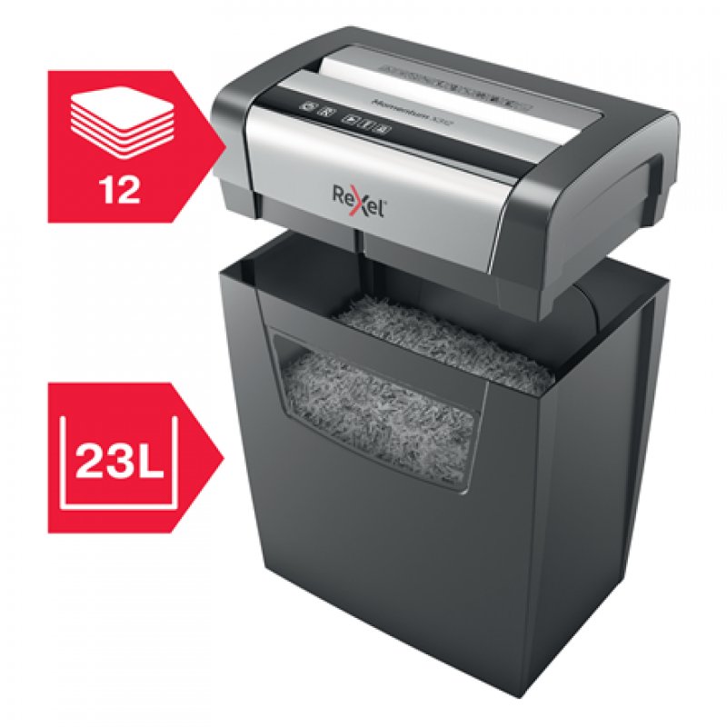 Detalle de Rexel Momentum X312 Destructora de Papel – Corte Cruzado P3, 12 Hojas, 23 L