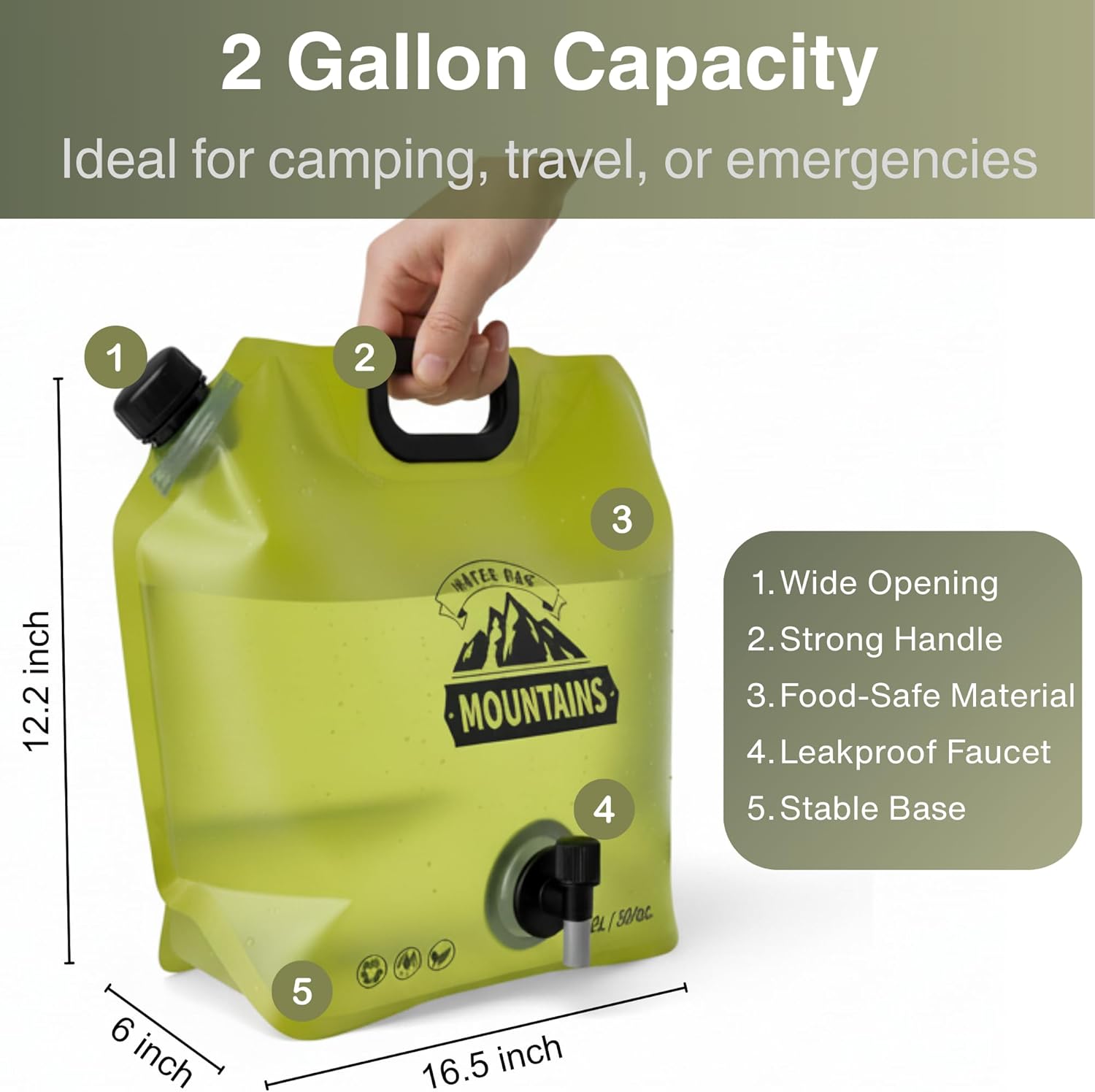 Detalle de CoreMuse Camping Water Container 2 Gallon Collapsible Jug (2 Pack) with Spout