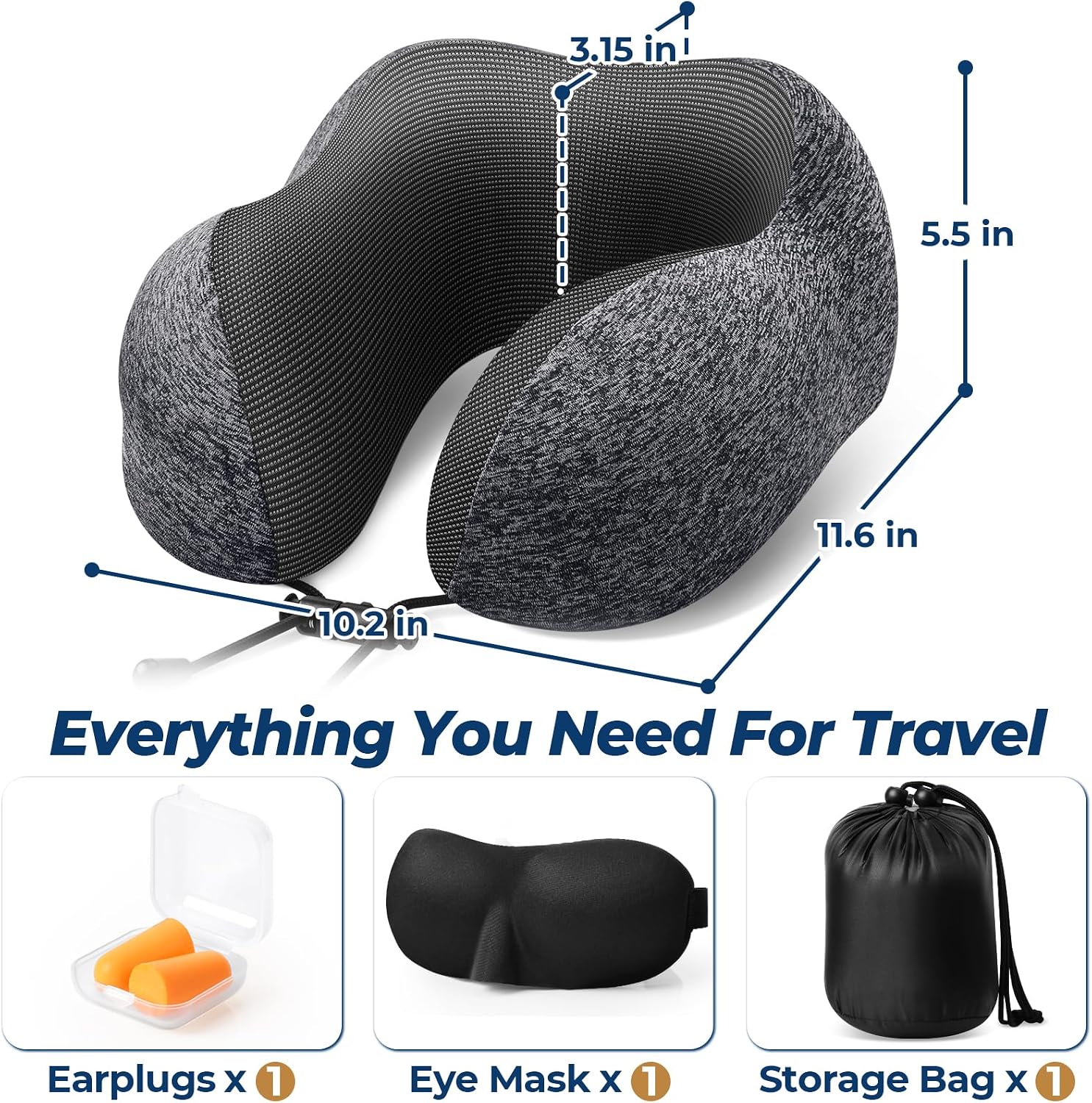 Detalle 2 de ExploreBliss Memory Foam Travel Pillow