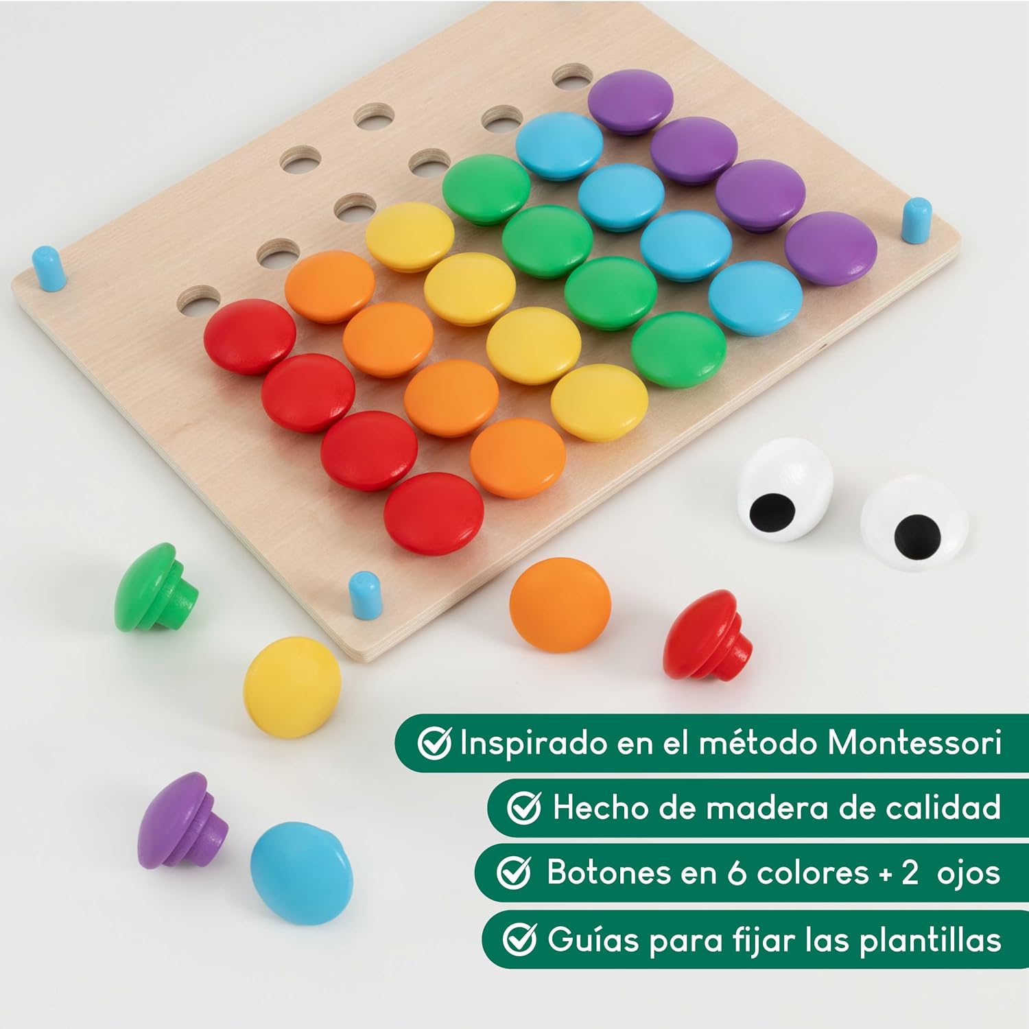 Thumbnail 5 de BONNYCO Puzzle de Madera con 50 Plantillas, 32 Botones y Bolsa de Algodón