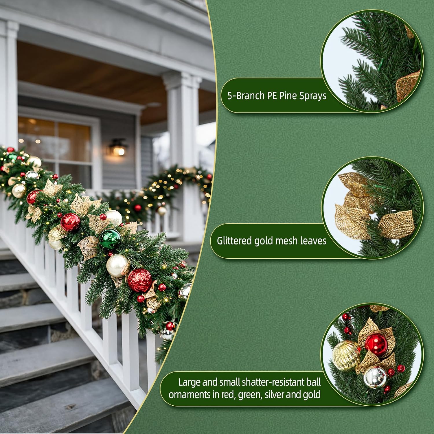 Detalle de Hykolity Christmas Garland 9 ft