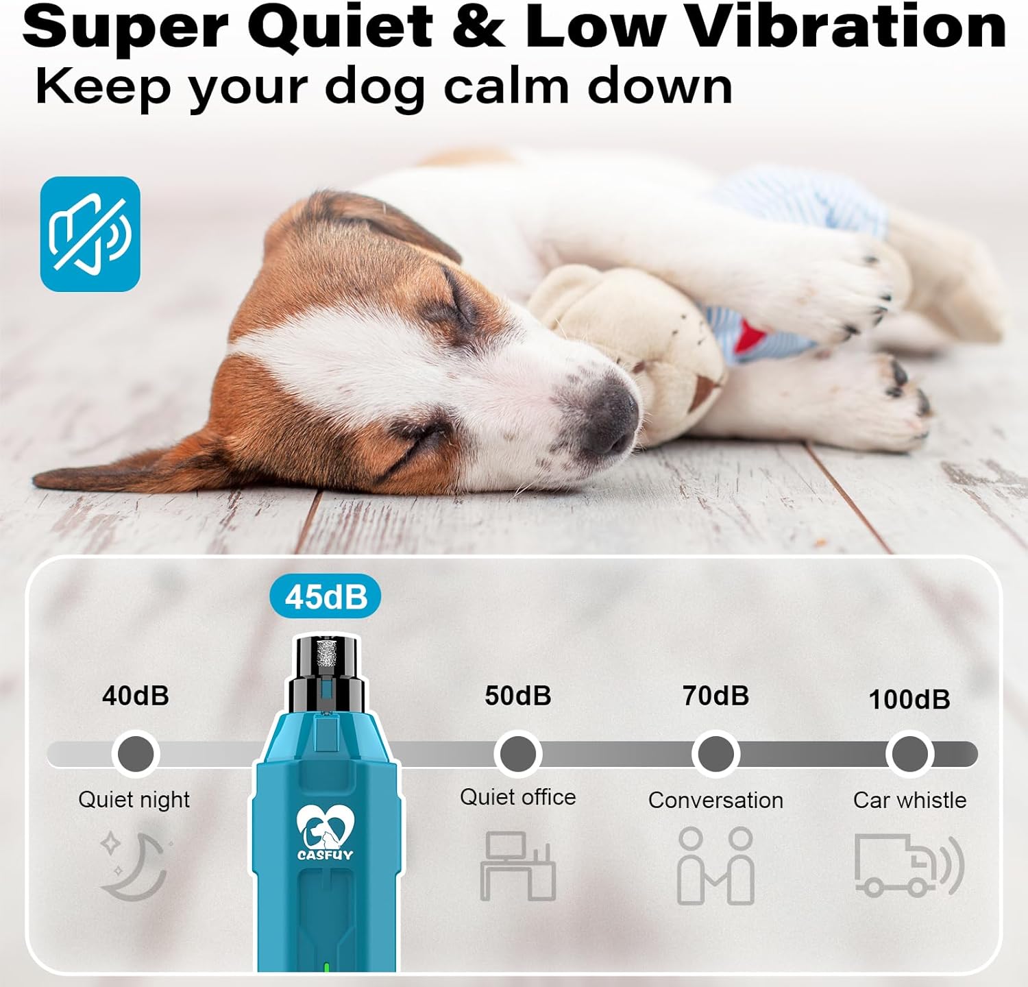 Thumbnail 3 de Casfuy 6-Speed Dog Nail Grinder — Newest Enhanced, Ultra‑Quiet, Rechargeable Electric Nail Trimmer