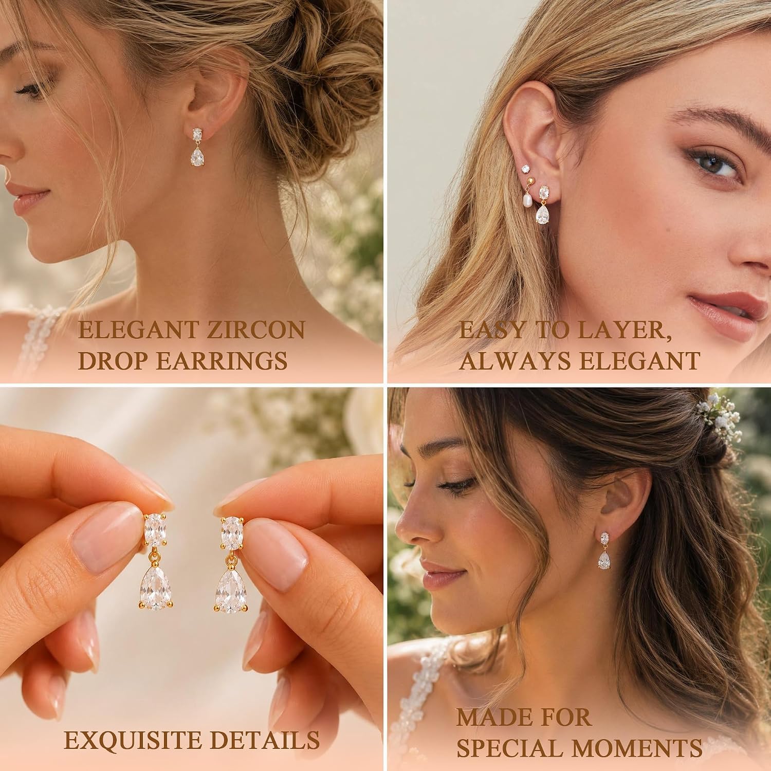 Detalle de Moodear Drop Earrings, 14K Gold Plated