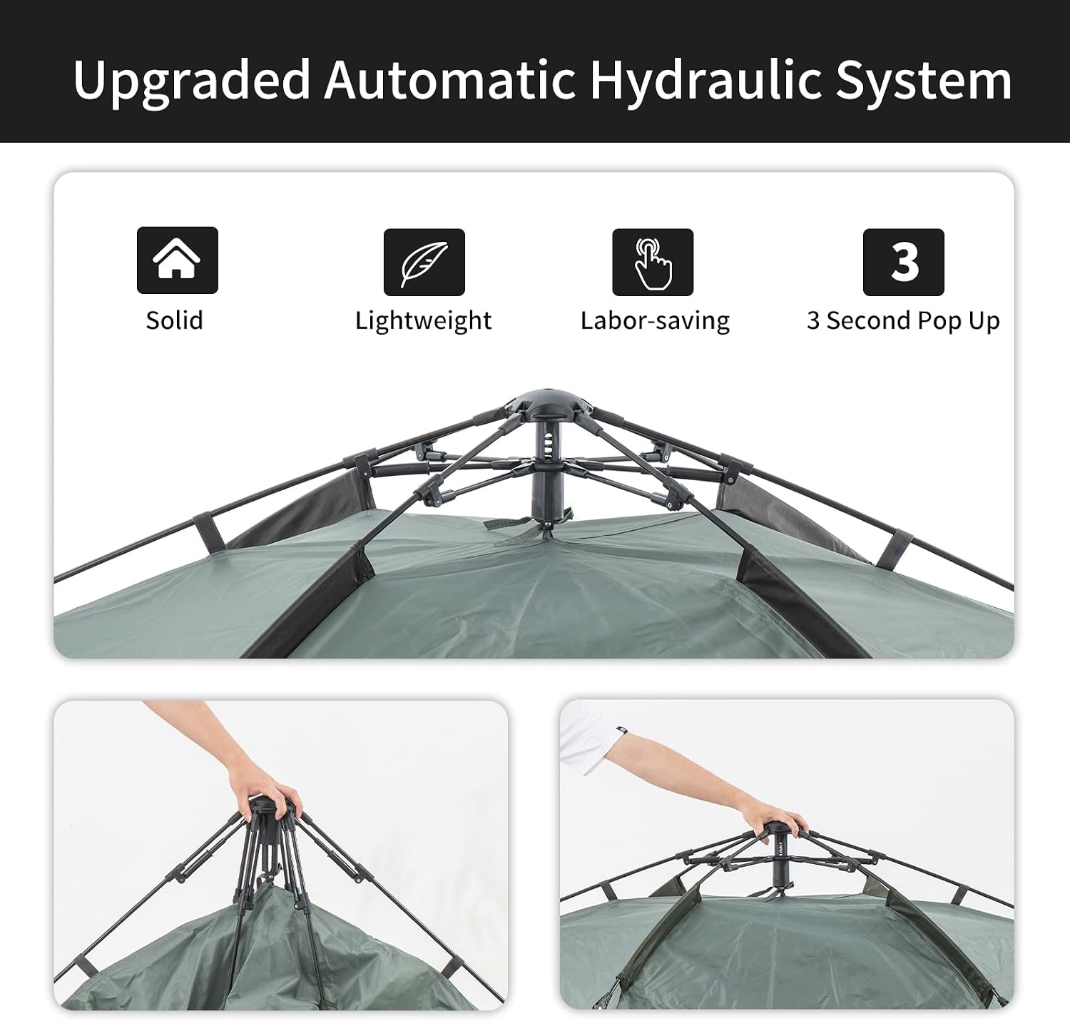Detalle de Naturehike 3 People Pop-up Camping Tent: pop-uptent voor 3 personen, waterdicht