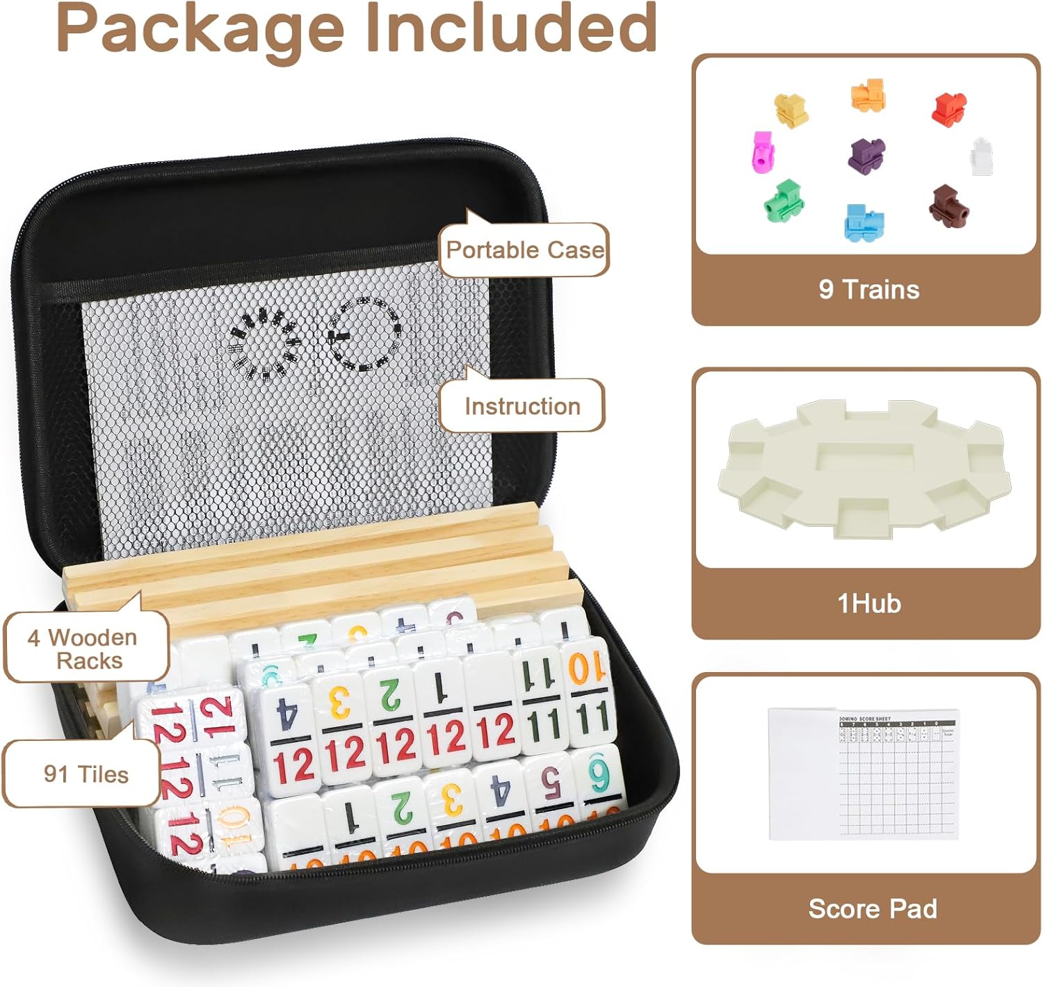 Detalle de Mexican Train Dominoes Set Double 12, 91 Tiles