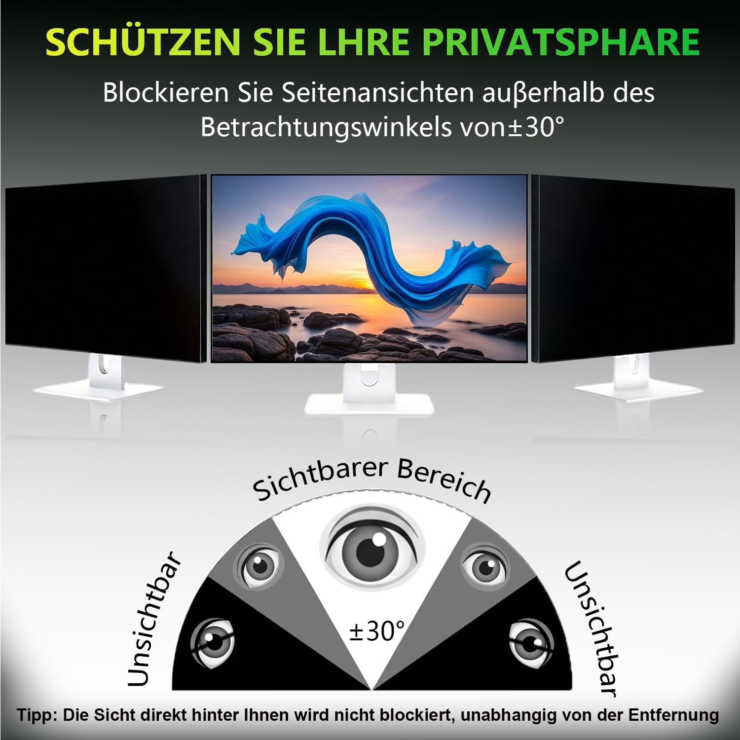 Thumbnail 2 de ruord Sichtschutzfolie 21,5 Zoll Monitor
