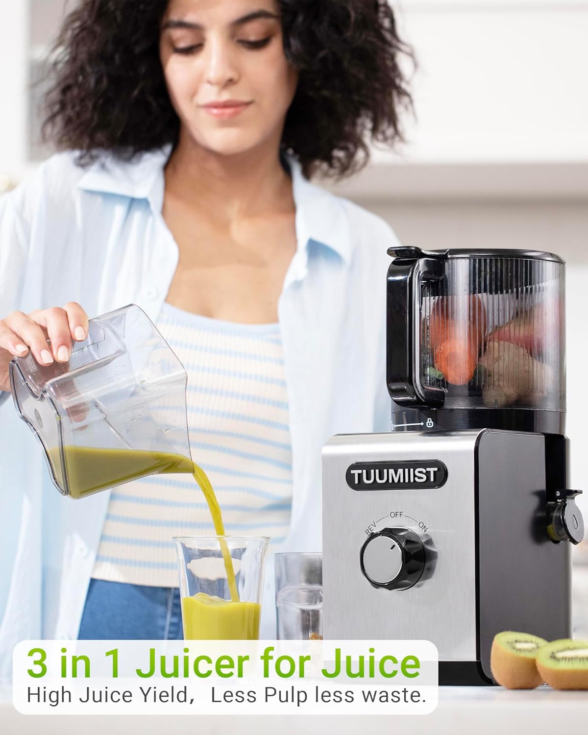 Detalle 2 de TUUMIIST TM780 SJ 3-in-1 Cold Press Juicer, 6.5-inch Chute, 100oz Hopper