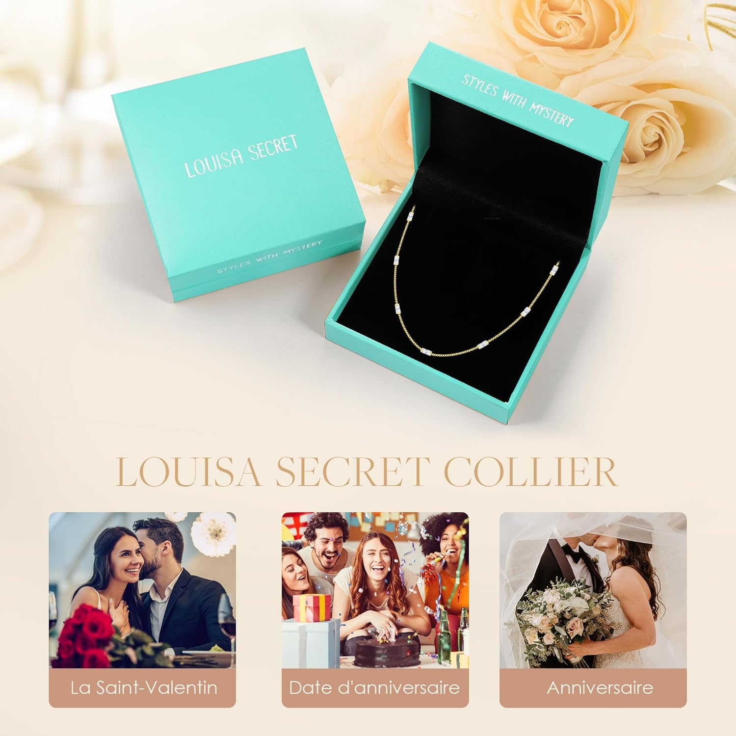 Thumbnail 5 de LOUISA SECRET Collier femme 925 argent sterling et finitions plaqué or avec 12 pierres multicolores