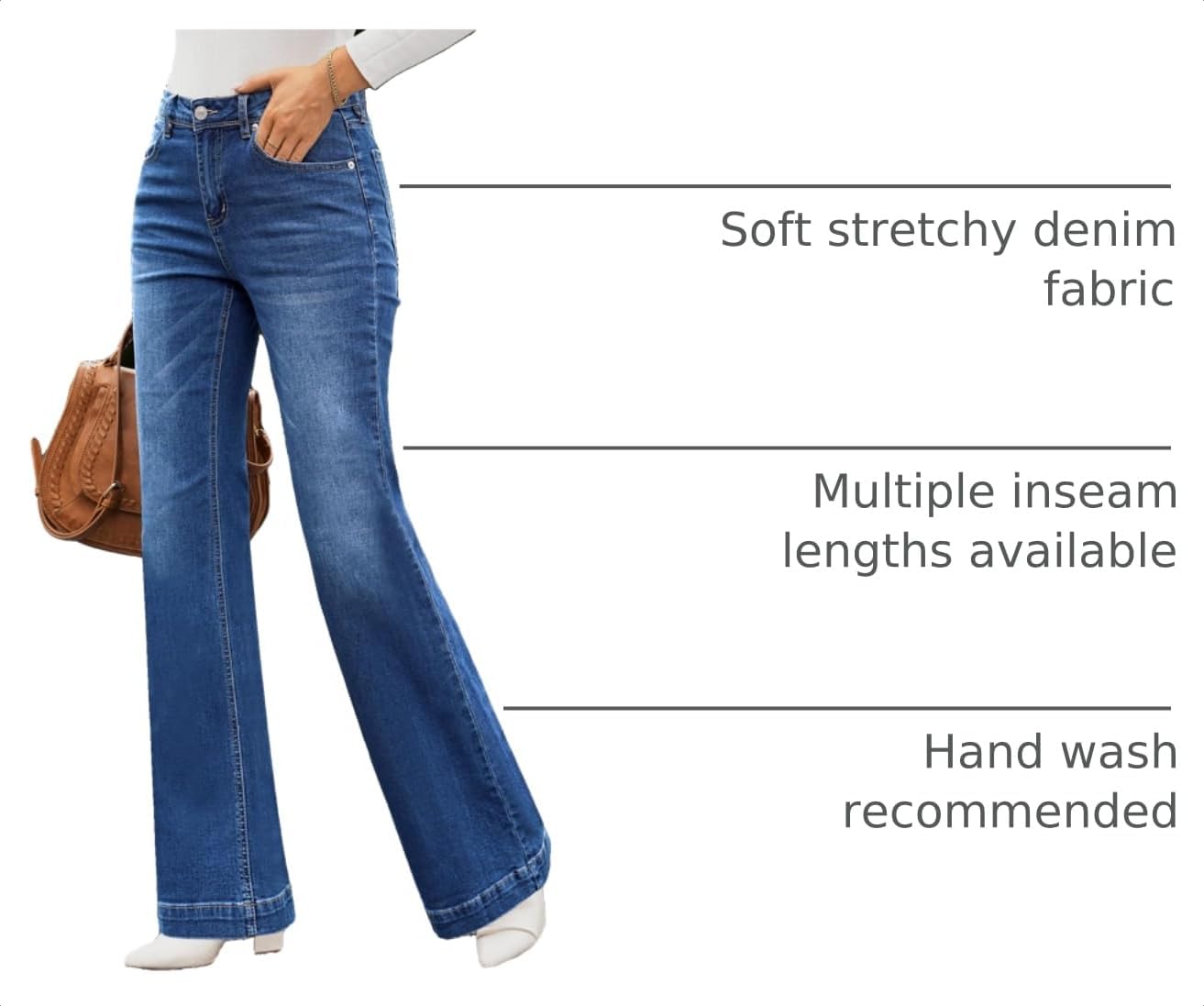 Detalle 2 de GRAPENT Flare Jeans High Waisted 33in Flare