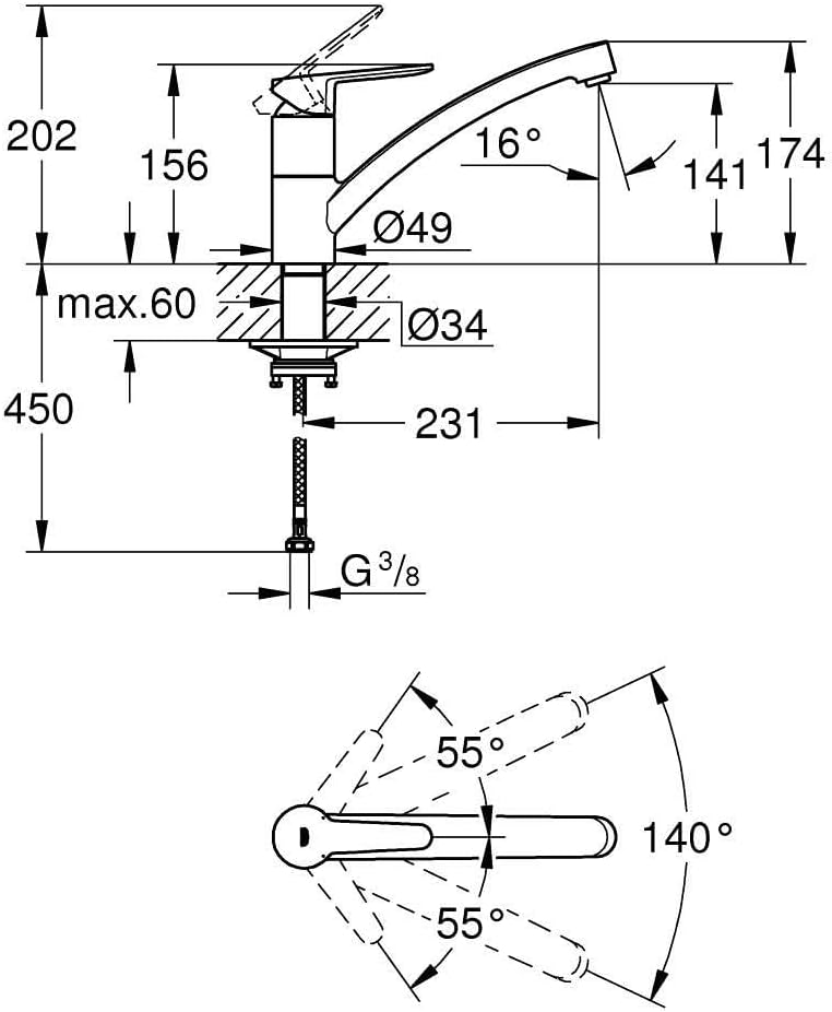 Thumbnail 1 de GROHE Start Eco Küchenarmatur mit flachem Auslauf – langlebig, hygienisch und einfach zu installieren