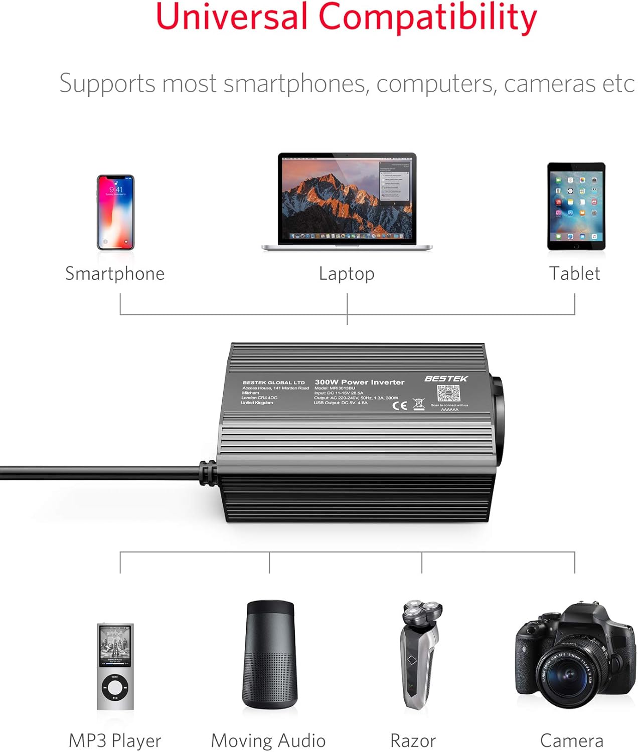 Thumbnail 4 de BESTEK 300W Inverter da Auto 12V a 220V con 2 Porte USB – guida all'acquisto