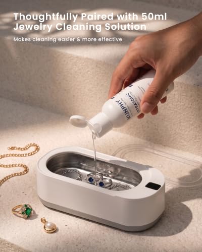 Detalle 2 de KUNPHY Ultrasonic Jewellery Cleaner, 350ML, 48KHz – One-Touch Sonic Cleaner for Glasses, Jewellery and More
