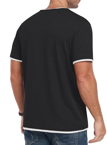 Detalle de Hisir Camiseta de Verano para Hombre con Bloques de Color, manga corta y cuello redondo