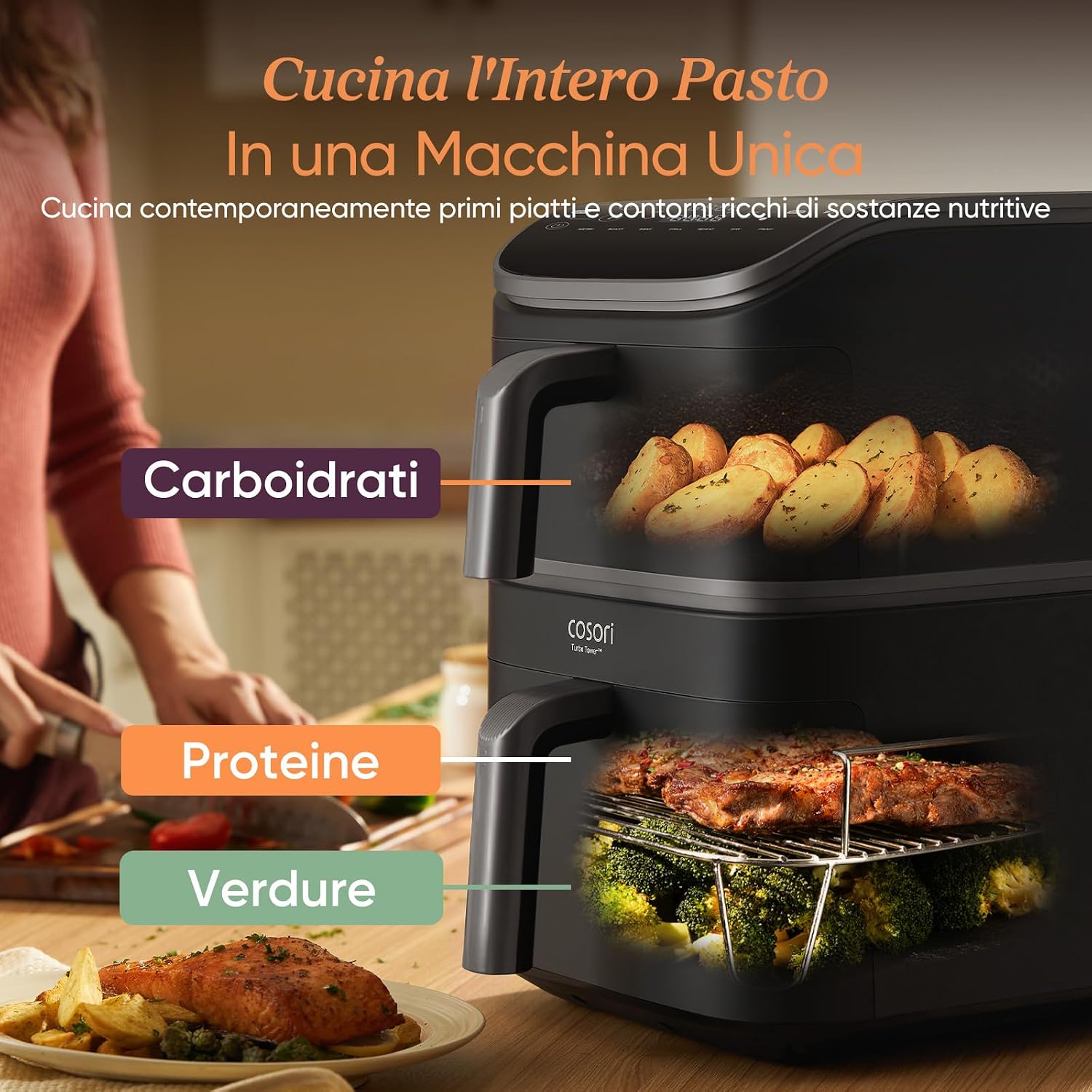 Detalle 2 de COSORI Turbo Tower CAF-DC111 10,8L friggitrice ad aria