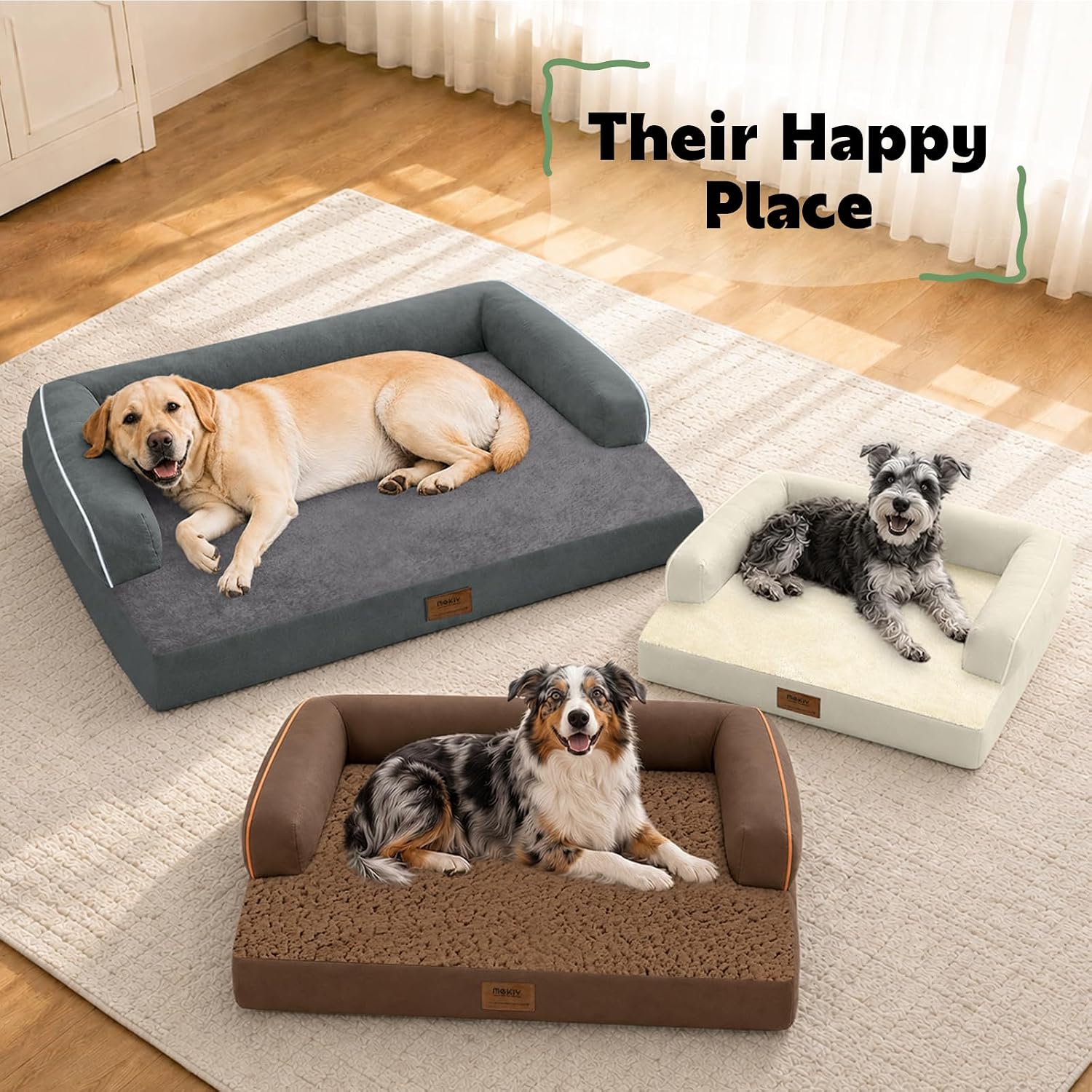 Detalle 2 de MEKIY XL Orthopedic Dog Bed with Bolster, Egg Crate Foam, 42 x 30 x 8 in