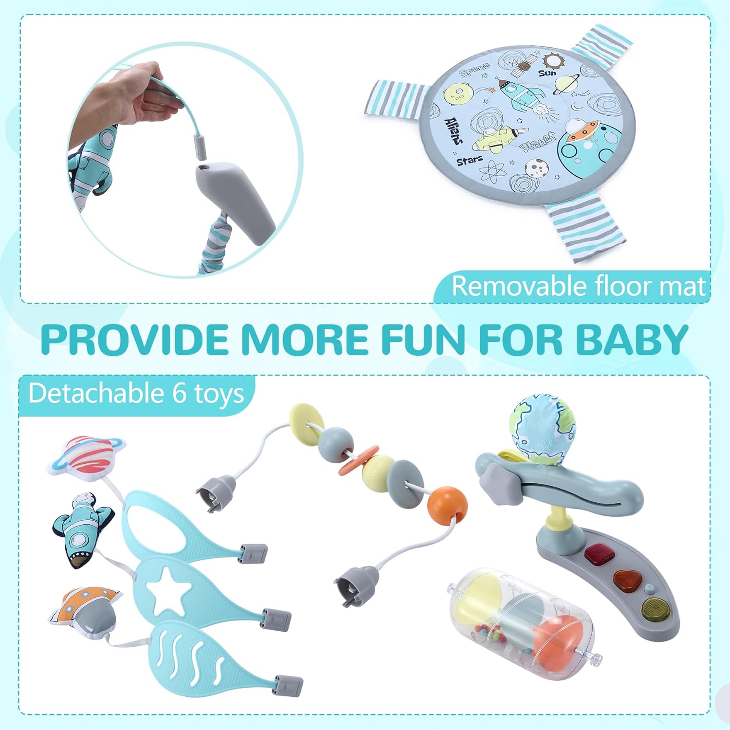 Thumbnail 3 de LADIDA Stationary Jumper Jumperoo Baby Activity Centre – Space Tour Grey