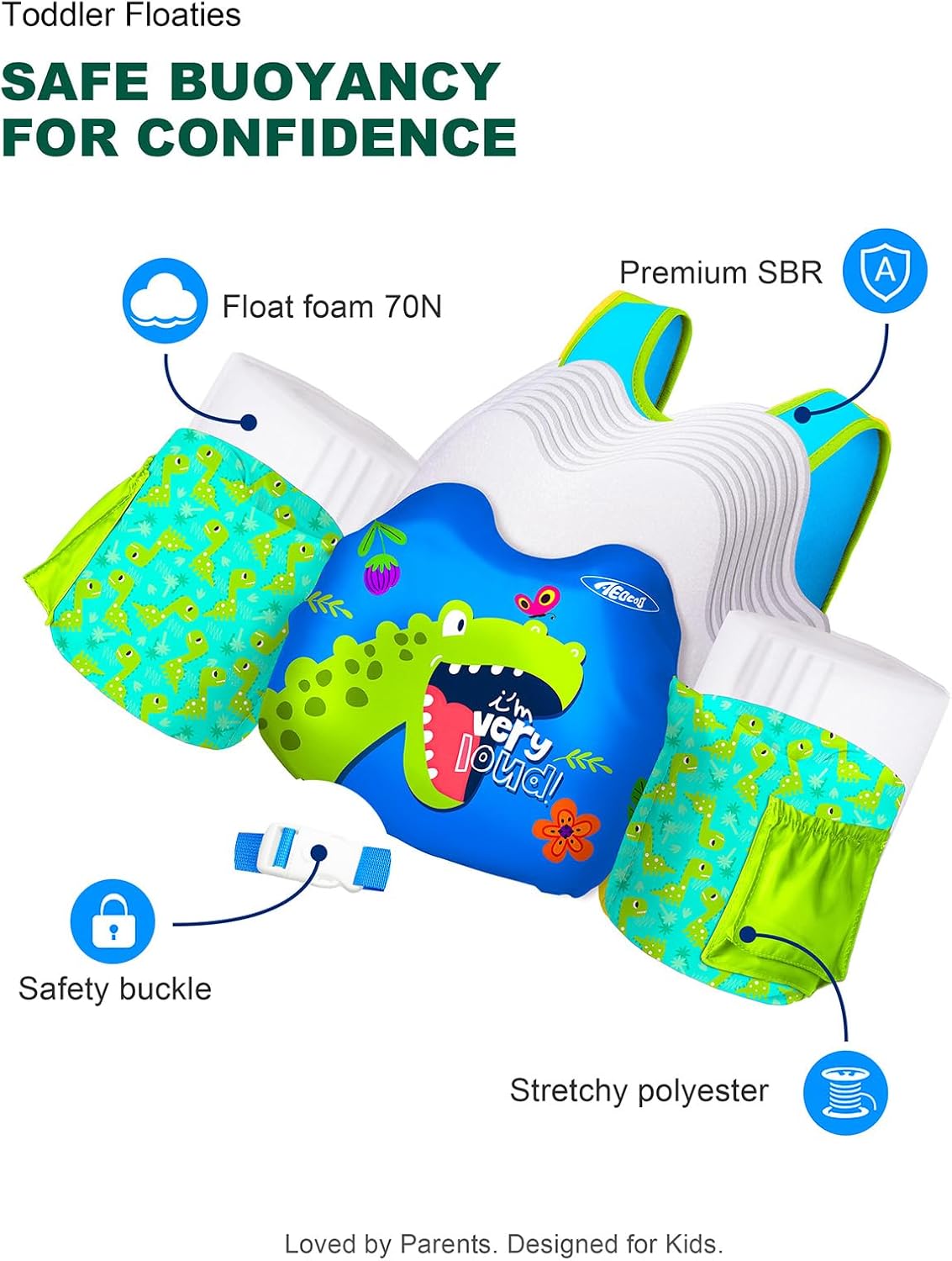 Thumbnail 4 de AEOCOO Puddle Float Jumper Toddler Swim Vest (20–30–50–60–70 lbs) with Swim Arm Floaties & Water Wings