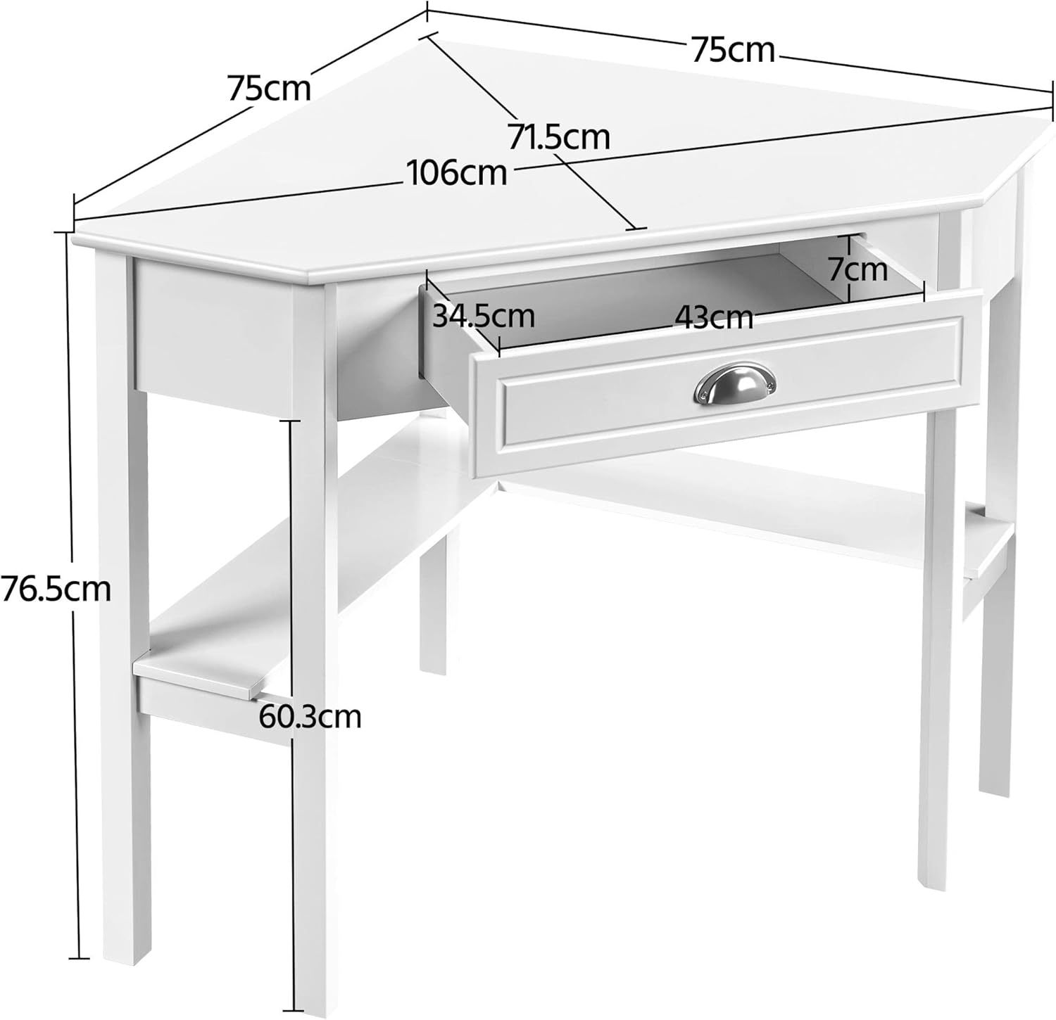 Thumbnail 2 de Yaheetech Scrivania Angolare 106×71,5 cm Bianco