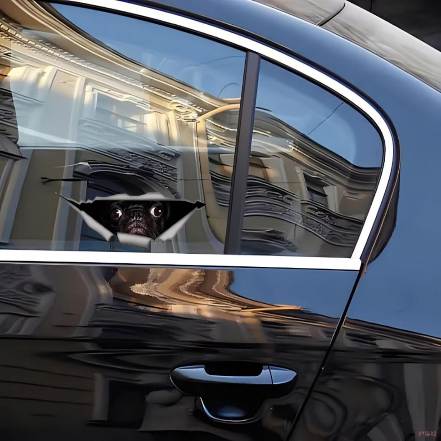 Detalle 1 de Autoaufkleber Mops 18 cm Pug Sticker