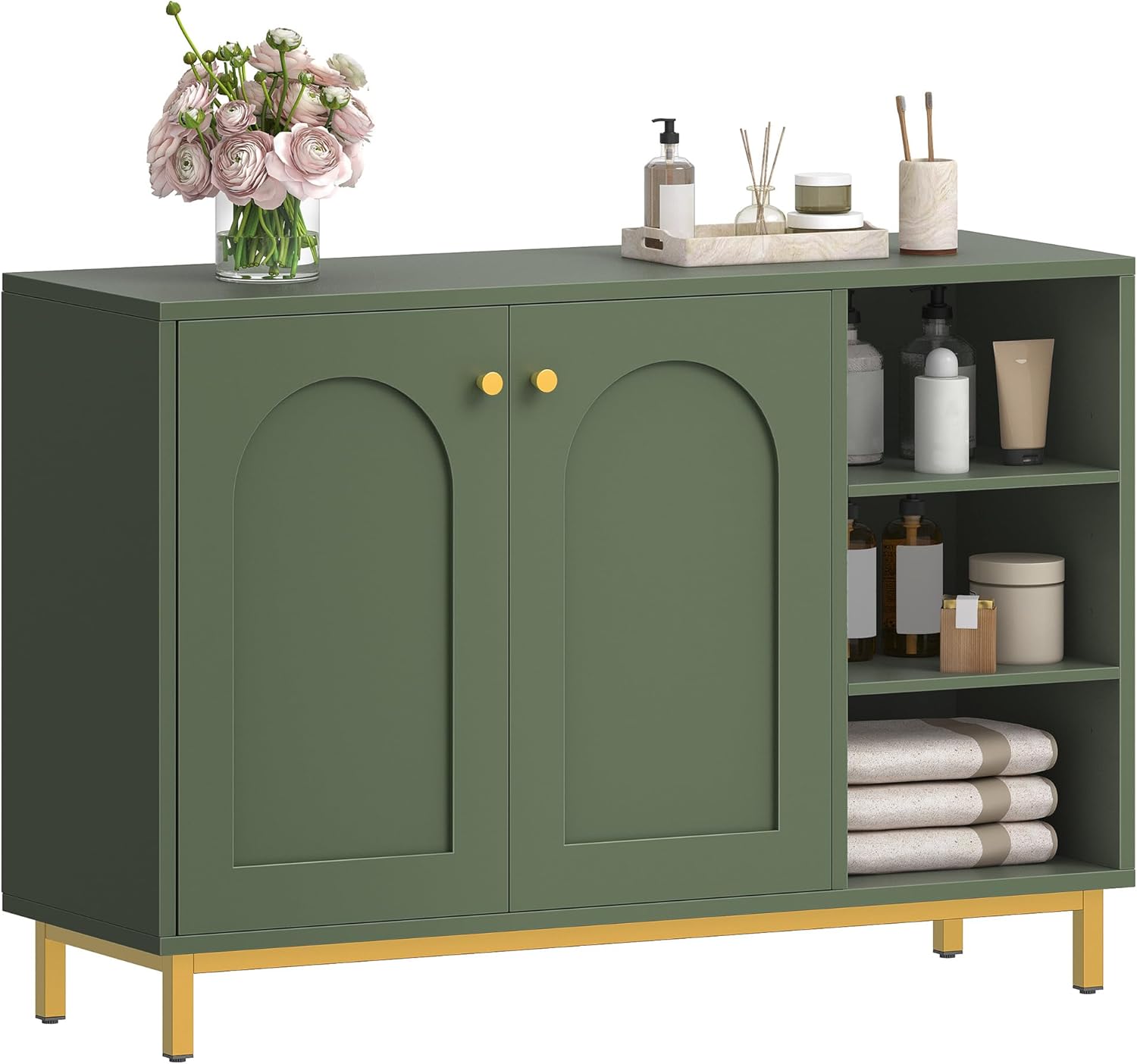 Detalle de Hzuaneri Meuble de Salle de Bain – Armoire et rangement vert forêt, 2 portes
