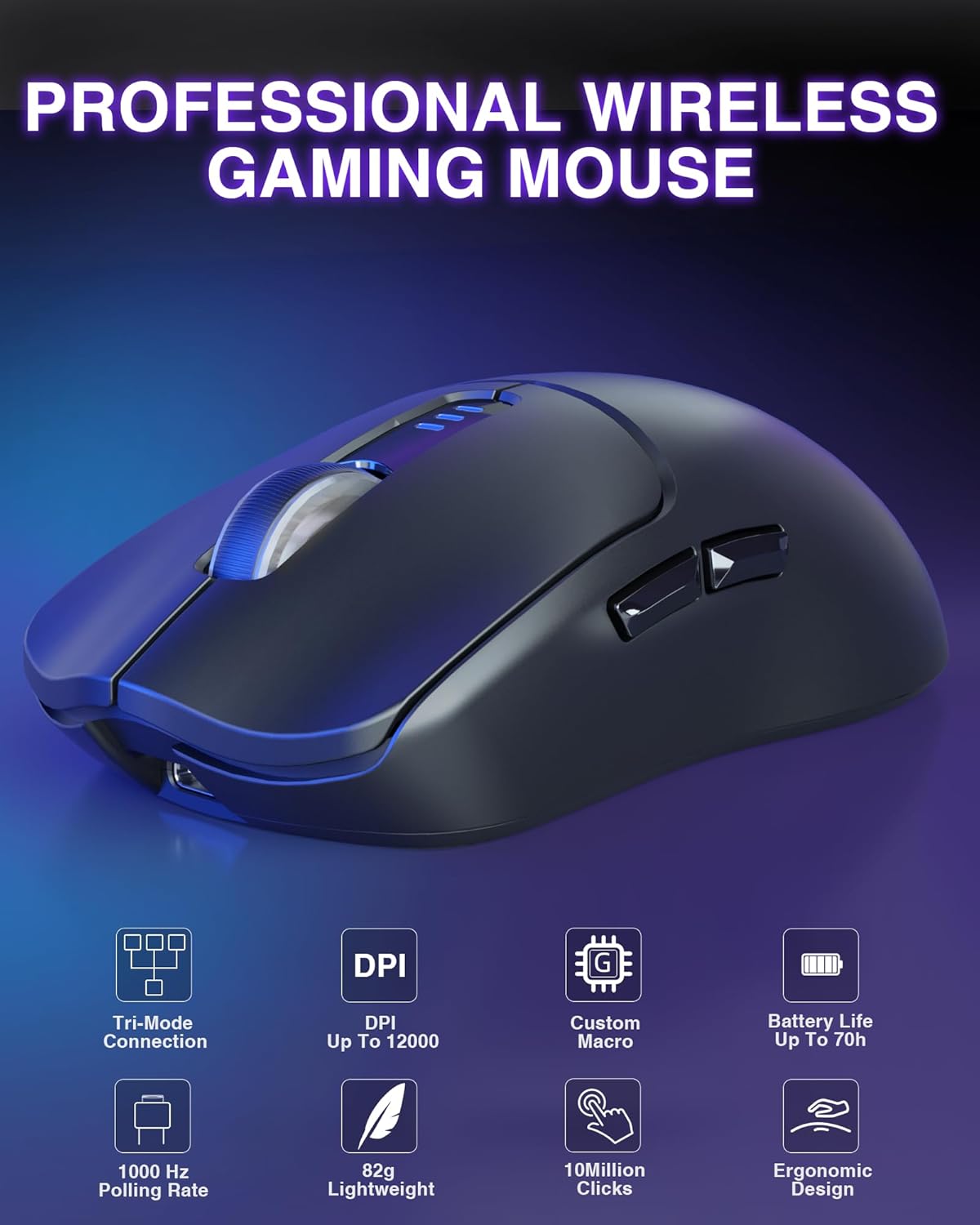 Detalle 2 de AULA SC580 Wireless Gaming Mouse: Tri-Mode, 12000 DPI, Lightweight & Programmable