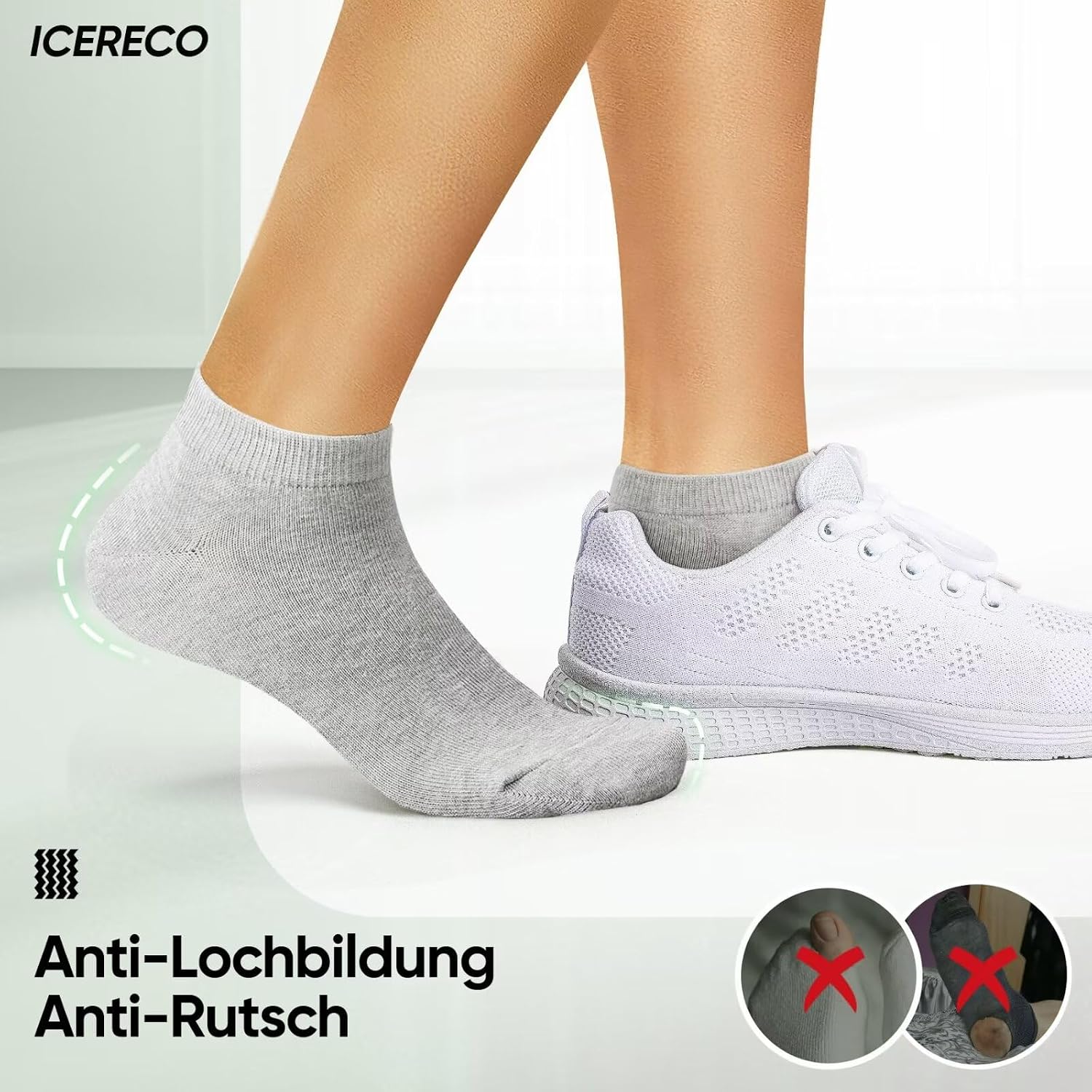 Detalle de Calze sportive IceReco 6/10, cotone traspiranti
