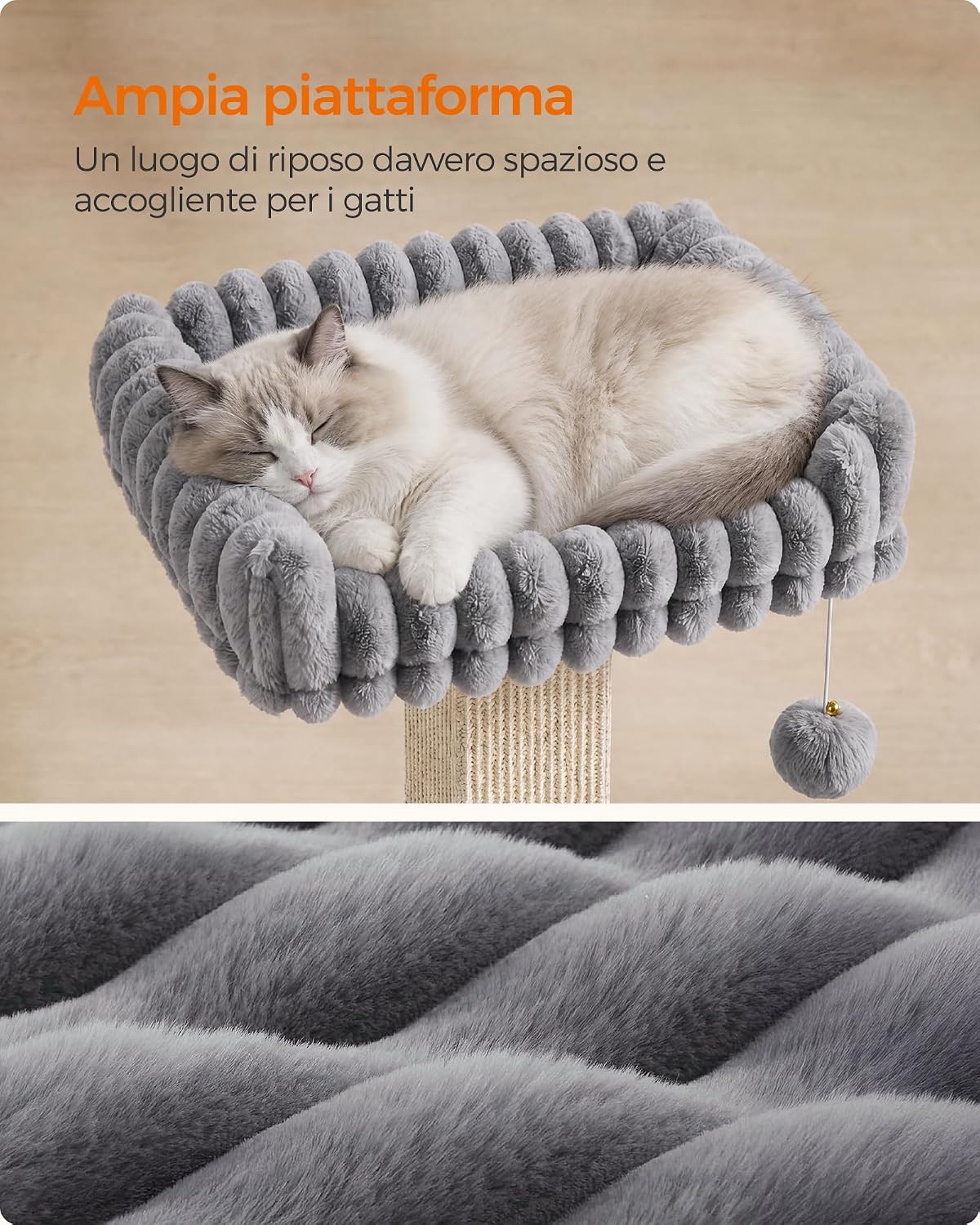Thumbnail 2 de Feandrea Tiragraffi per Gatti Adulti – Colonna in Sisal con Piattaforma Lavabile (Grigio, 45 x 40 x 71 cm) – Collezione CLAWFY PCA022G201