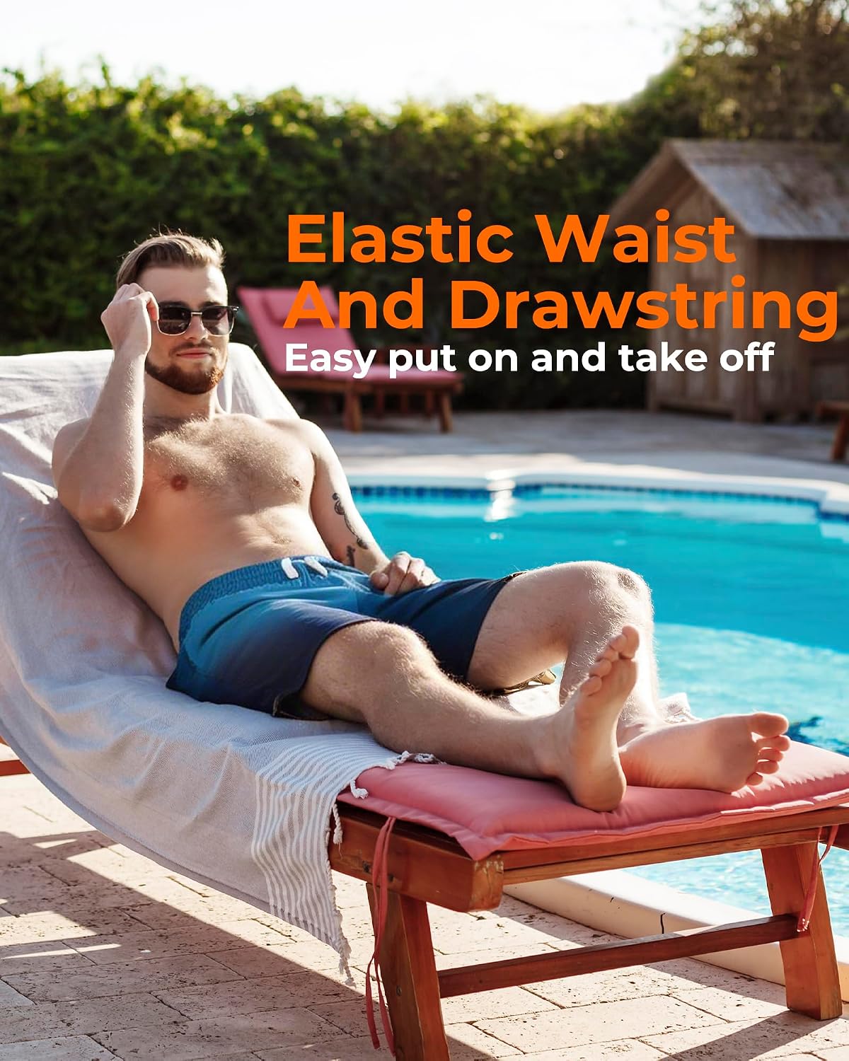 Detalle de FreSprtti Men's 2-in-1 Swim Trunks with Quick-Dry Fabric and Deep Pockets