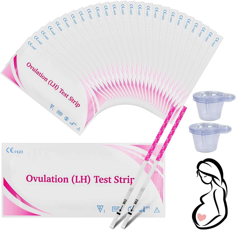 Detalle de Beugo ägglossningstestremsor, 25-pack med urinkoppar, 25 mIU/ml