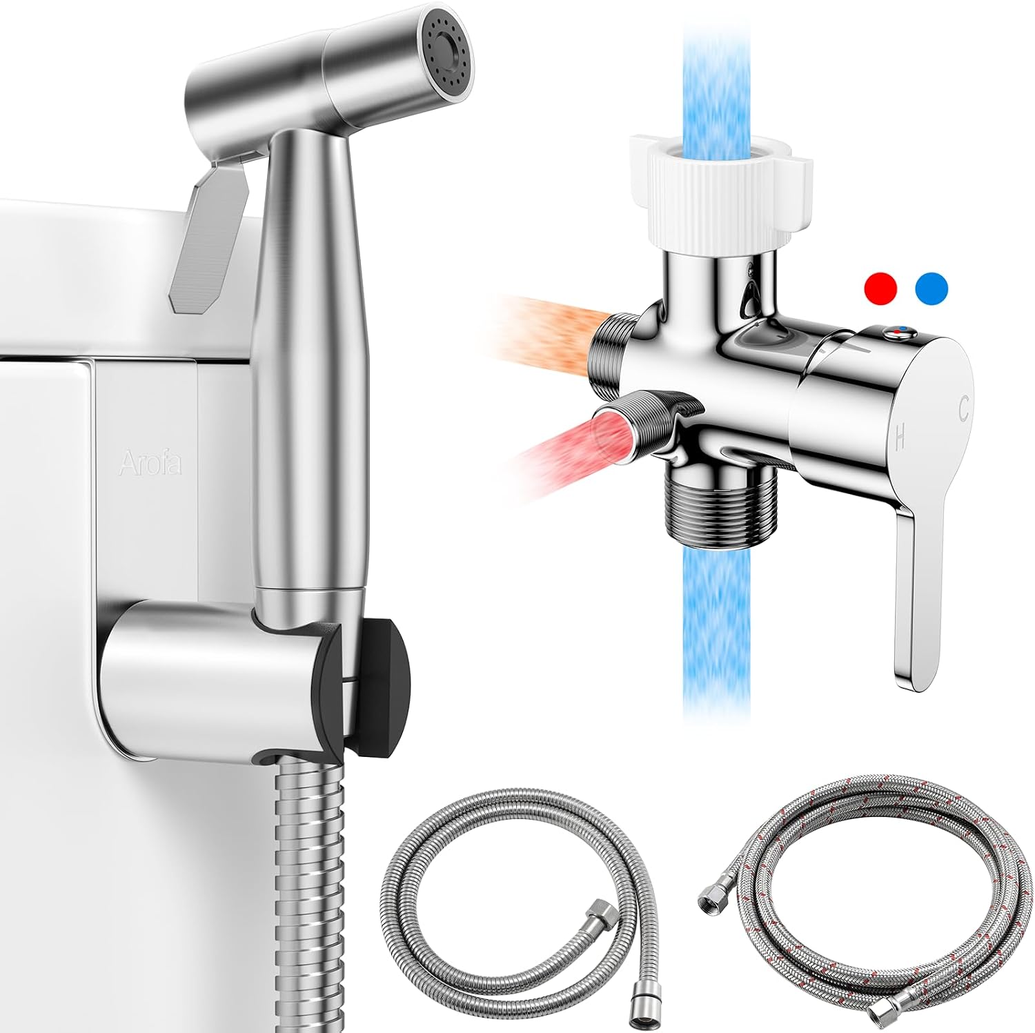 Detalle de Arofa HBS02CP-2 Hot and Cold Bidet Sprayer with Adjustable Water Flow