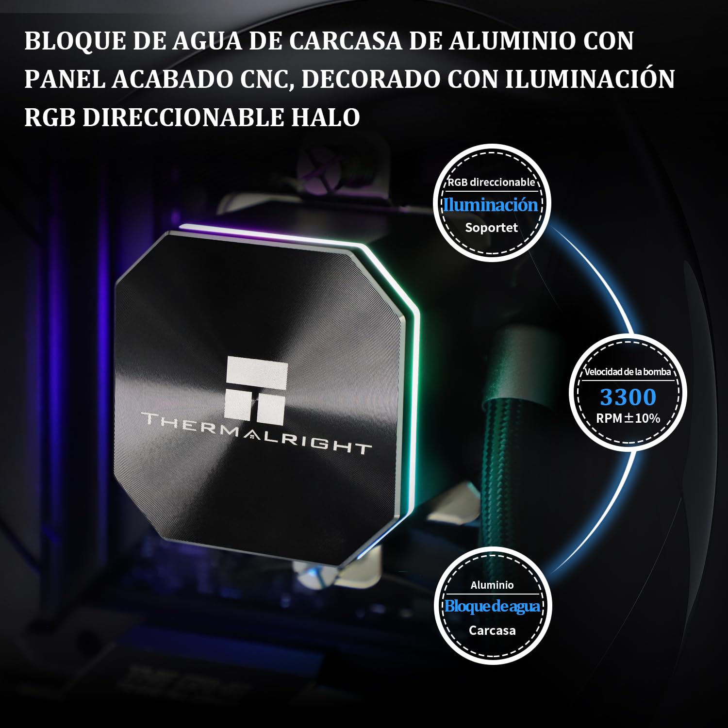 Detalle 2 de TR Frozen Edge 360 Black refrigeratore d’acqua liquido per CPU con ventola PWM da 120 mm (fila fredda 360)