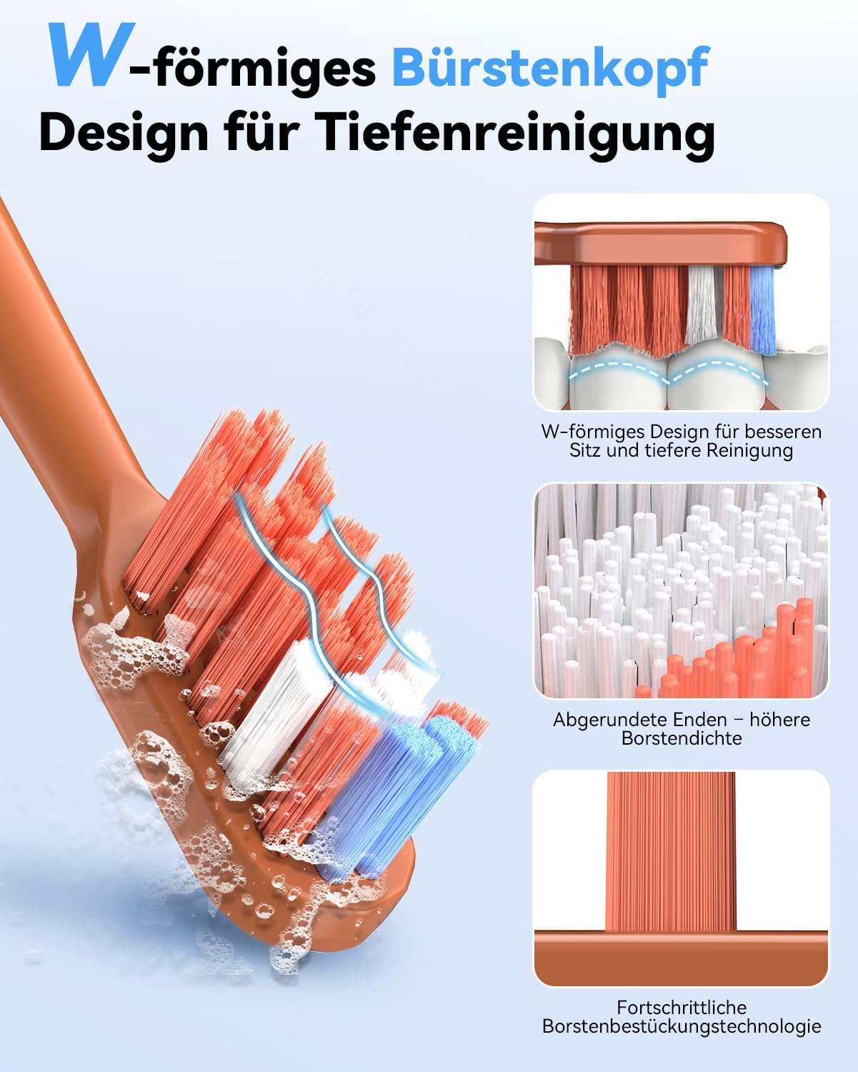 Thumbnail 6 de JTF Brosse à dents électrique sonique avec station UV et séchage, 5 modes, 6 têtes de rechange