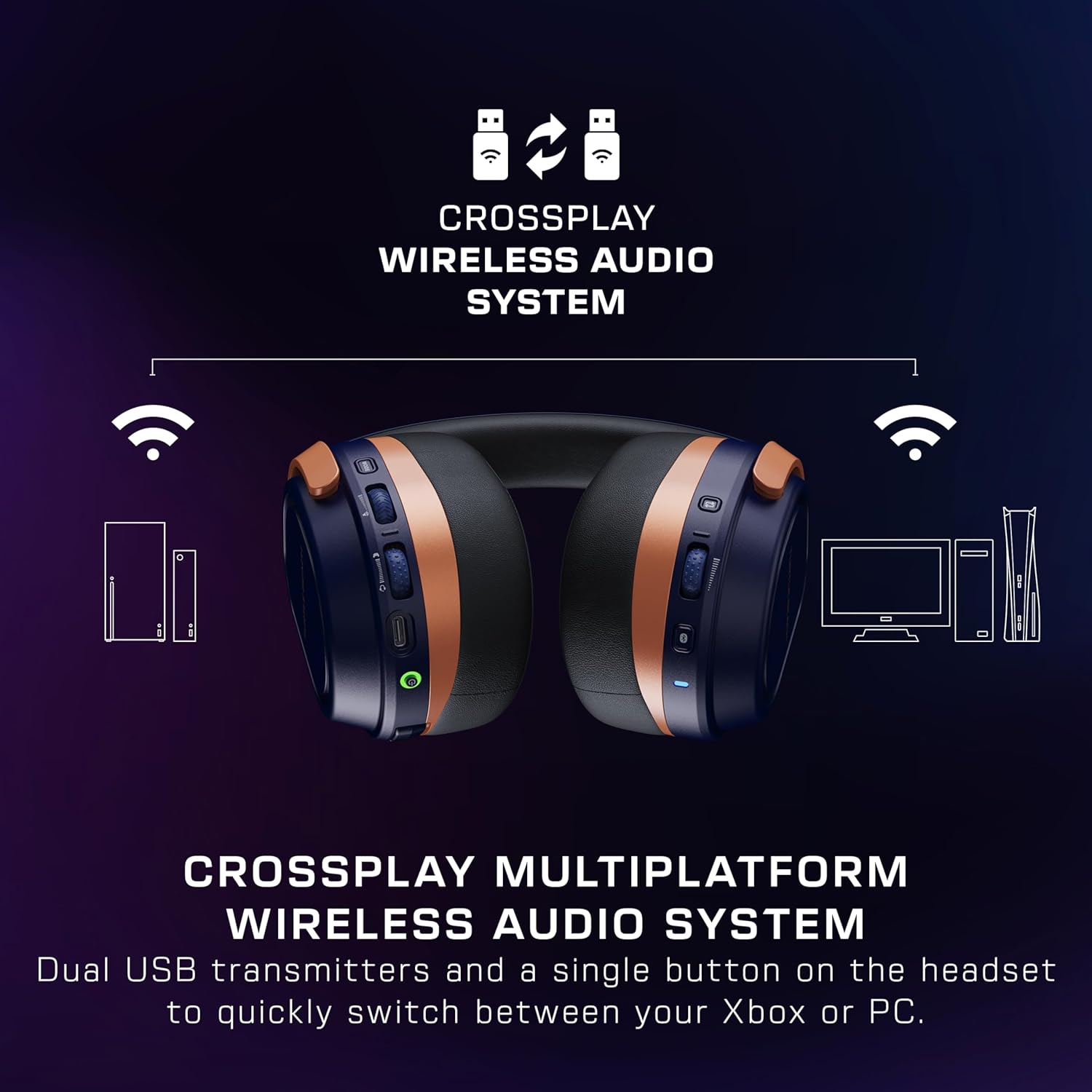 Detalle 2 de Turtle Beach Stealth 700 Cobalt Blue Xbox Wireless Gaming Headset (up to 80-hour battery, Bluetooth & dual transmitters)