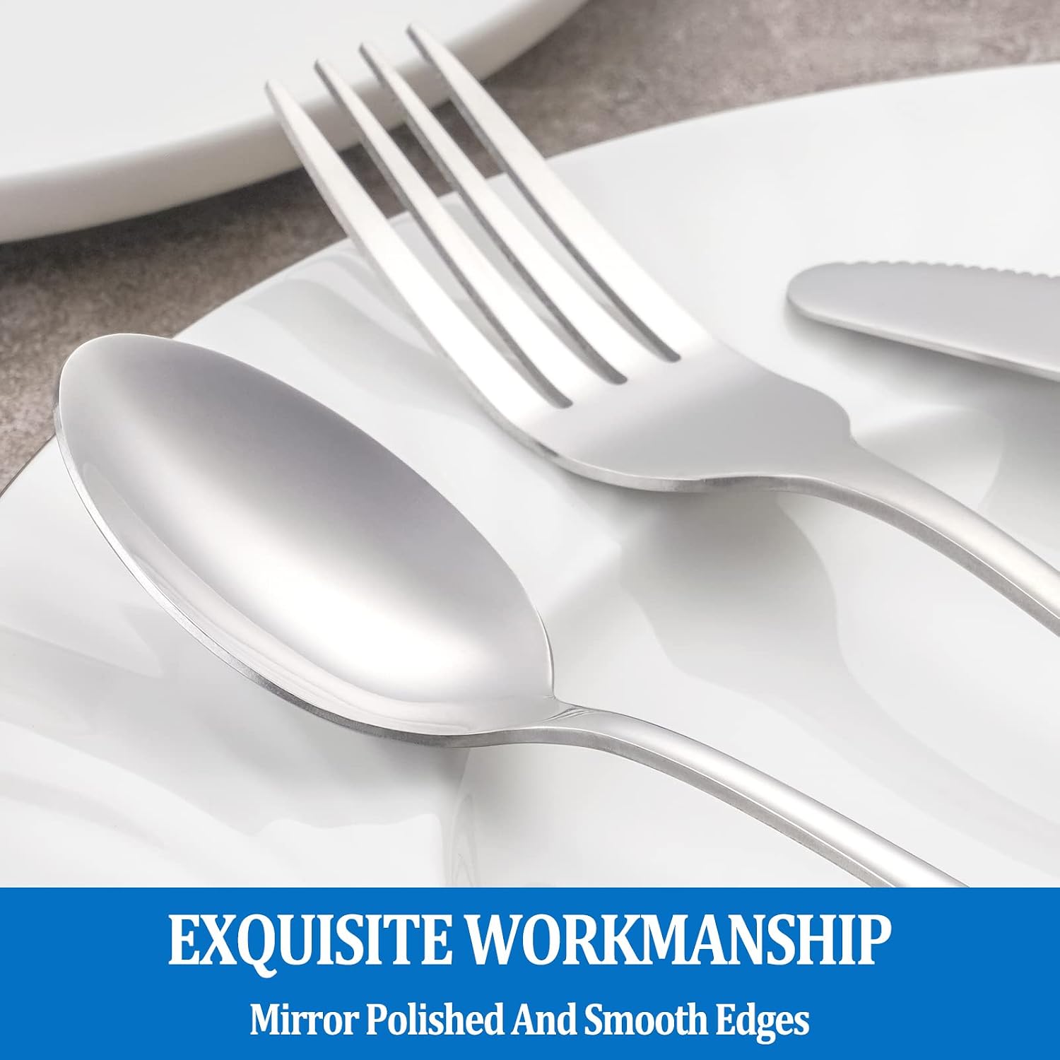 Detalle 2 de 16-Piece Silverware Set with Mirror Polished Forks and Spoons