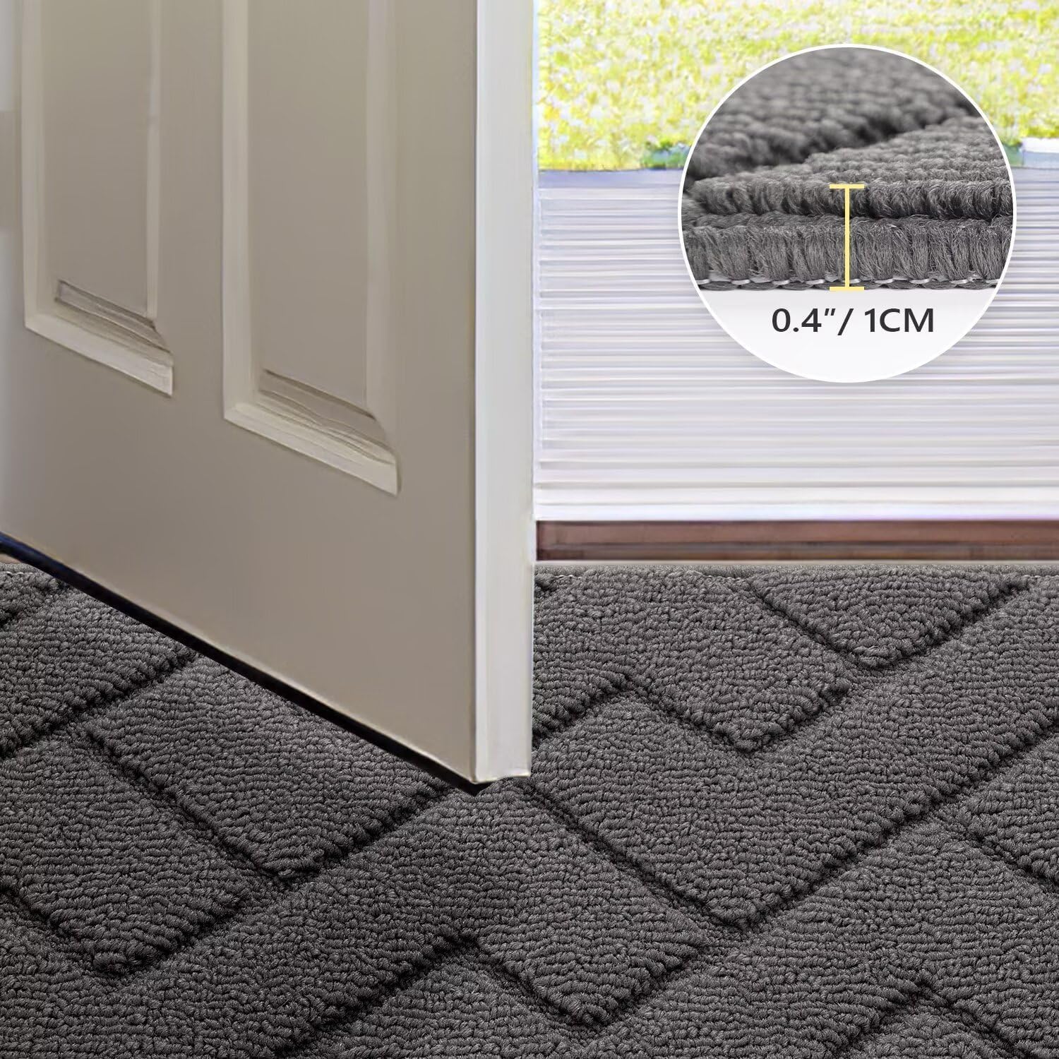 Thumbnail 6 de Biscpro Tapis de porte paillasson 60x90 cm antidérapant et absorbant gris, intérieur & extérieur
