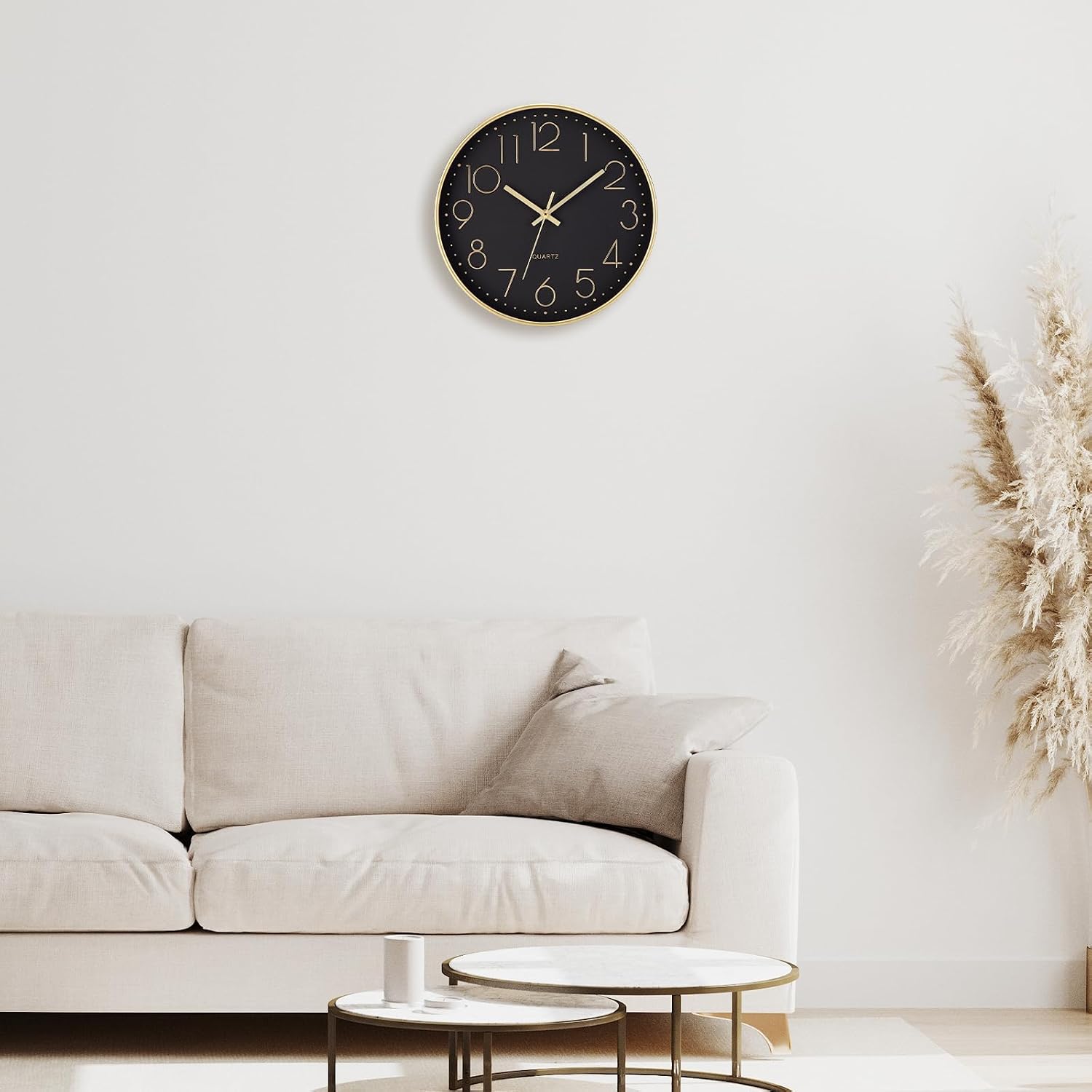 Thumbnail 2 de ACCSHINE Pendules murales wandklok 30 cm, stil kwartsuurwerk, zwart-goud