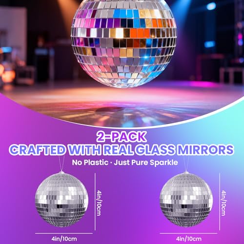 Detalle de Youdepot 10 cm Disco Ball 2 Pack – Silver Hanging Mirror Balls for Parties