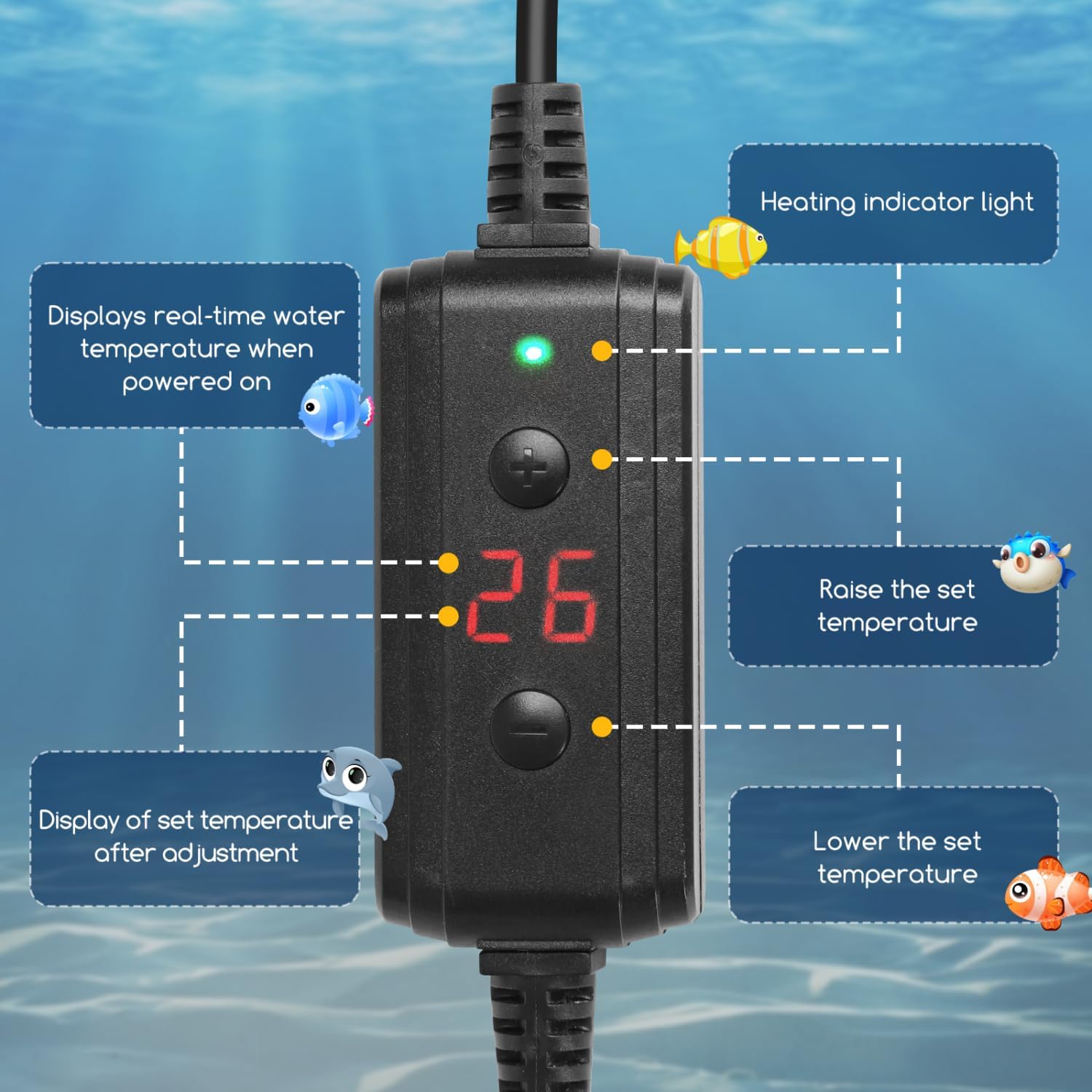 Thumbnail 2 de Nobleza riscaldatore sommergibile per acquario 10-50 L da 50 W con regolatore esterno (15–35°C)