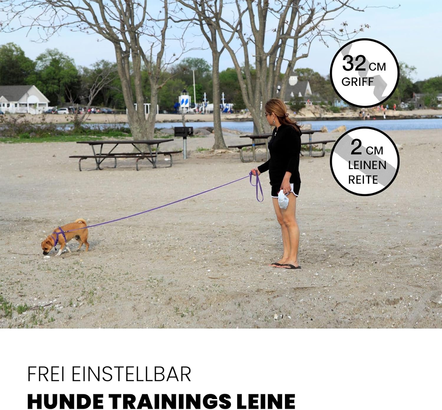 Thumbnail 5 de Loutep Schleppleine für Hunde (Violet, 20 m) – Wasserfest, mit gepolstertem Griff und drehbarem Haken