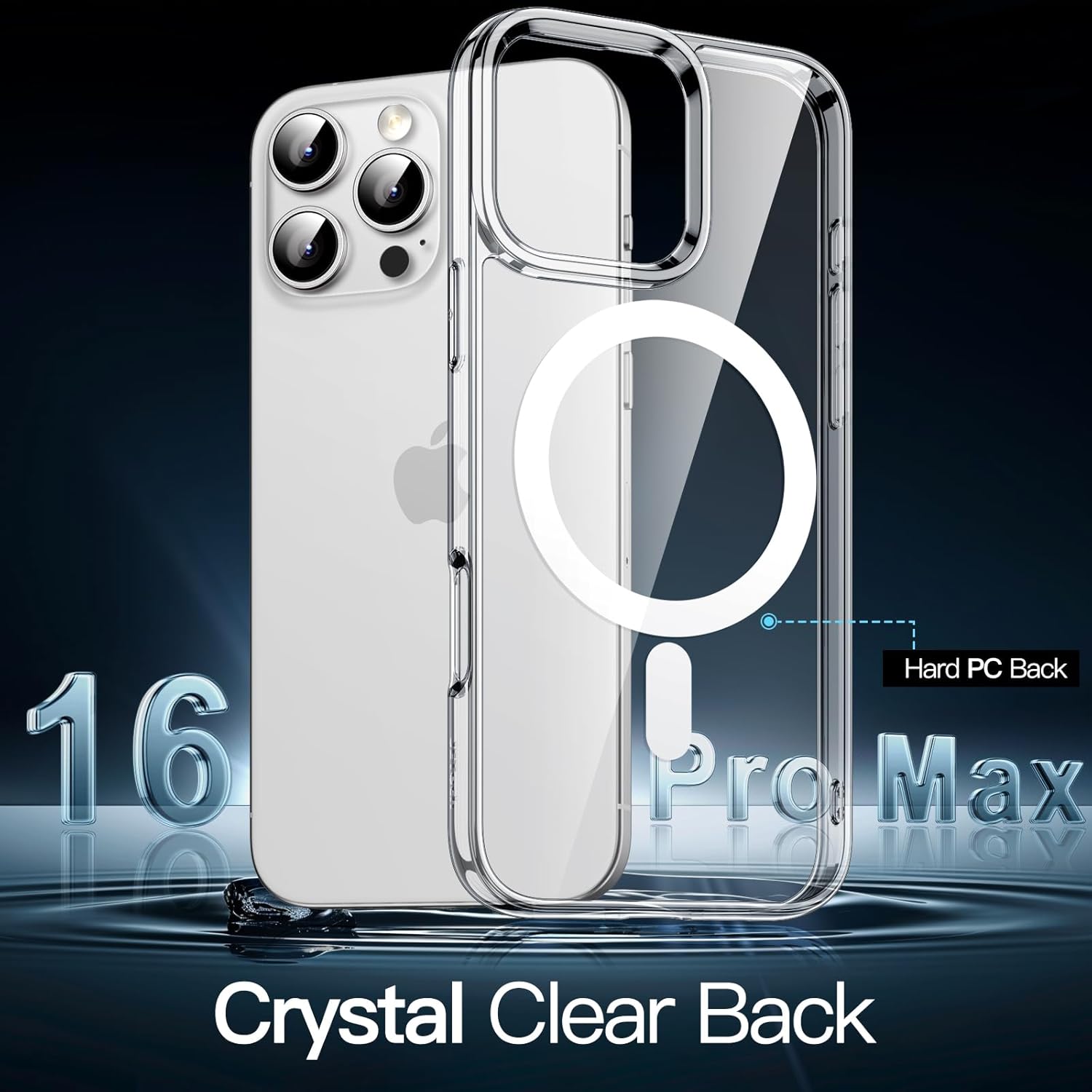 Thumbnail 2 de JETech Cover Magnetica per iPhone 16 Pro Max 6,9": trasparente, antiurto e compatibile MagSafe